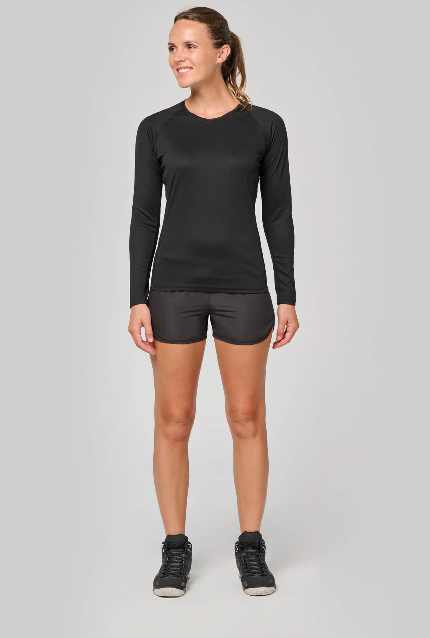 Damen Basic Sport Funktionsshirt Langarm - Standardfarben und Weiß