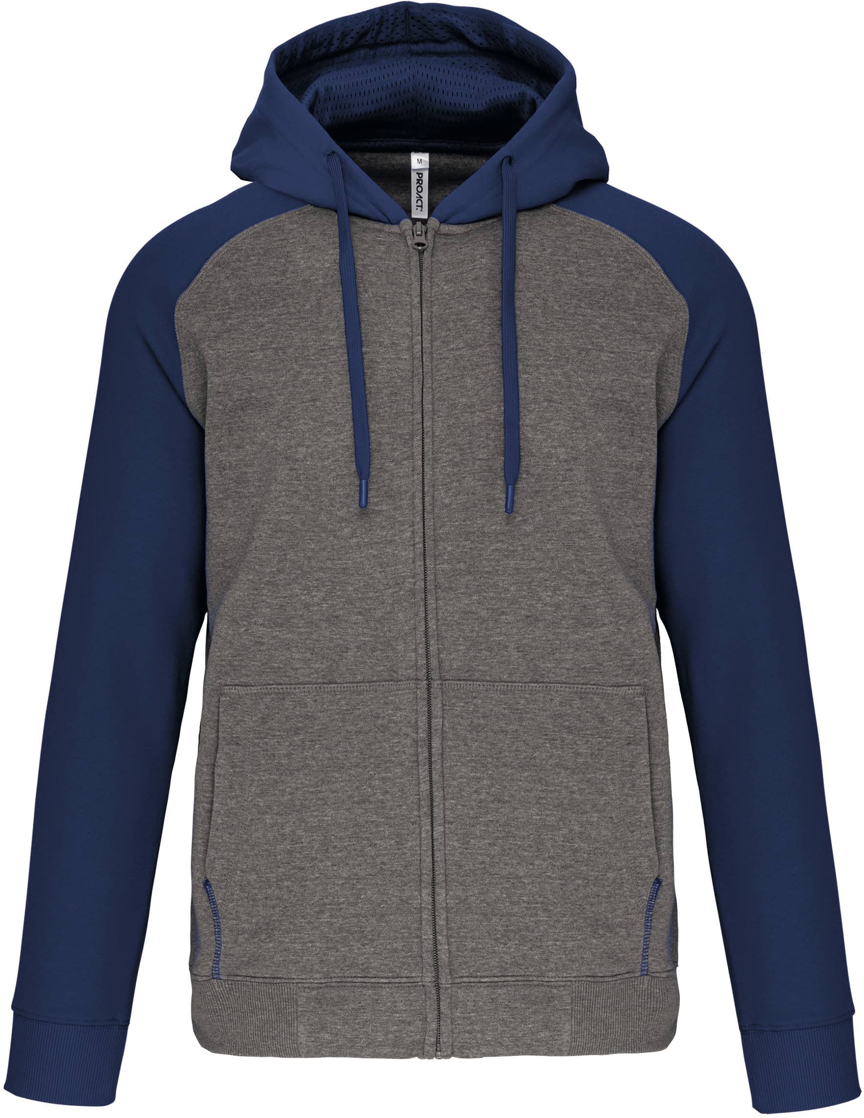 Zweifarbige Unisex-Fleecejacke mit Reißverschluss und Kapuze