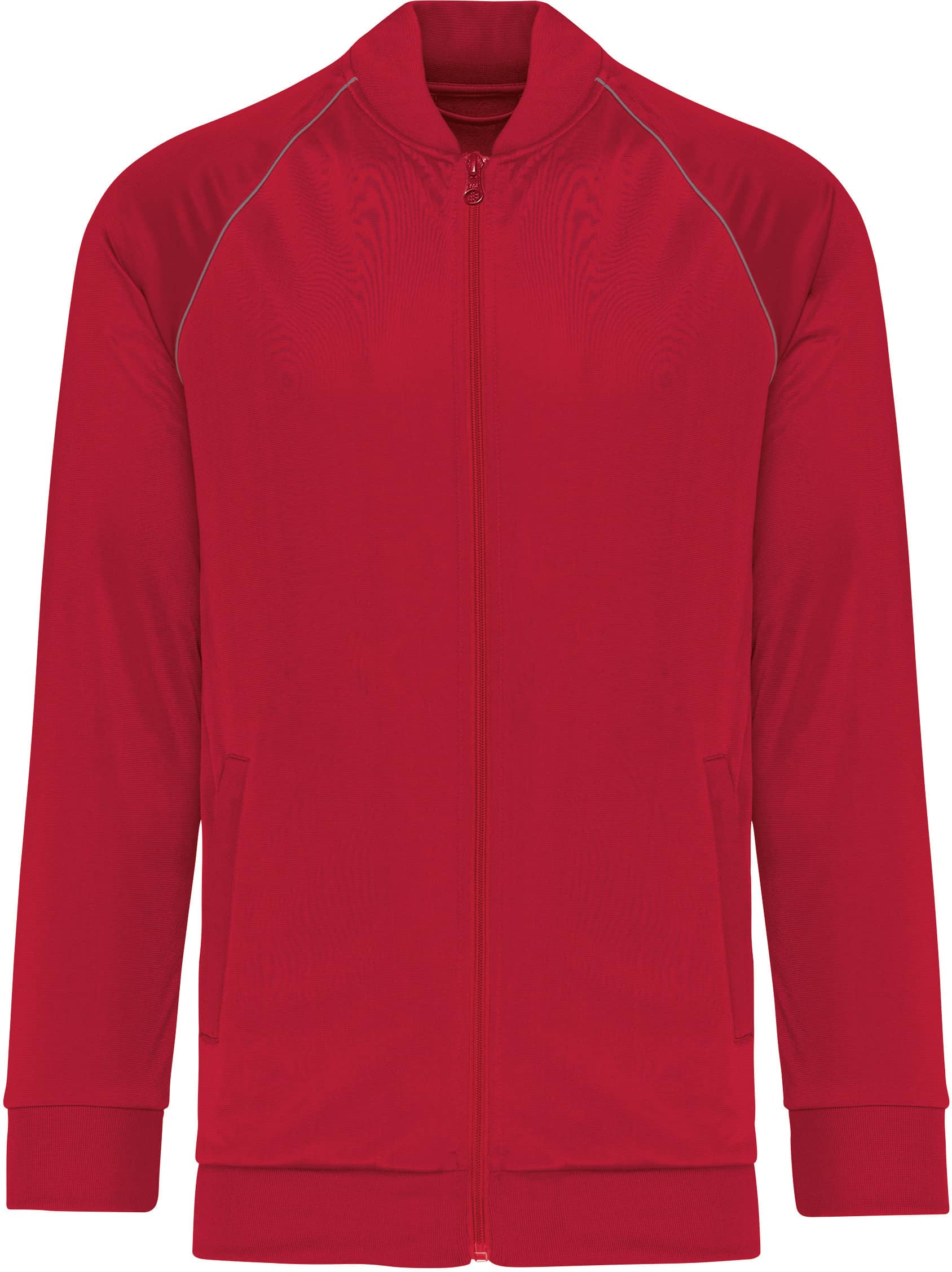 Unisex-Trainingsjacke mit Reißverschluss und Paspel