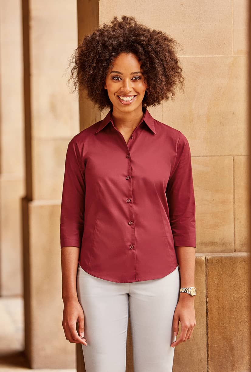 Ladies' Long Sleeve Classic Pure Cotton Poplin Shirt