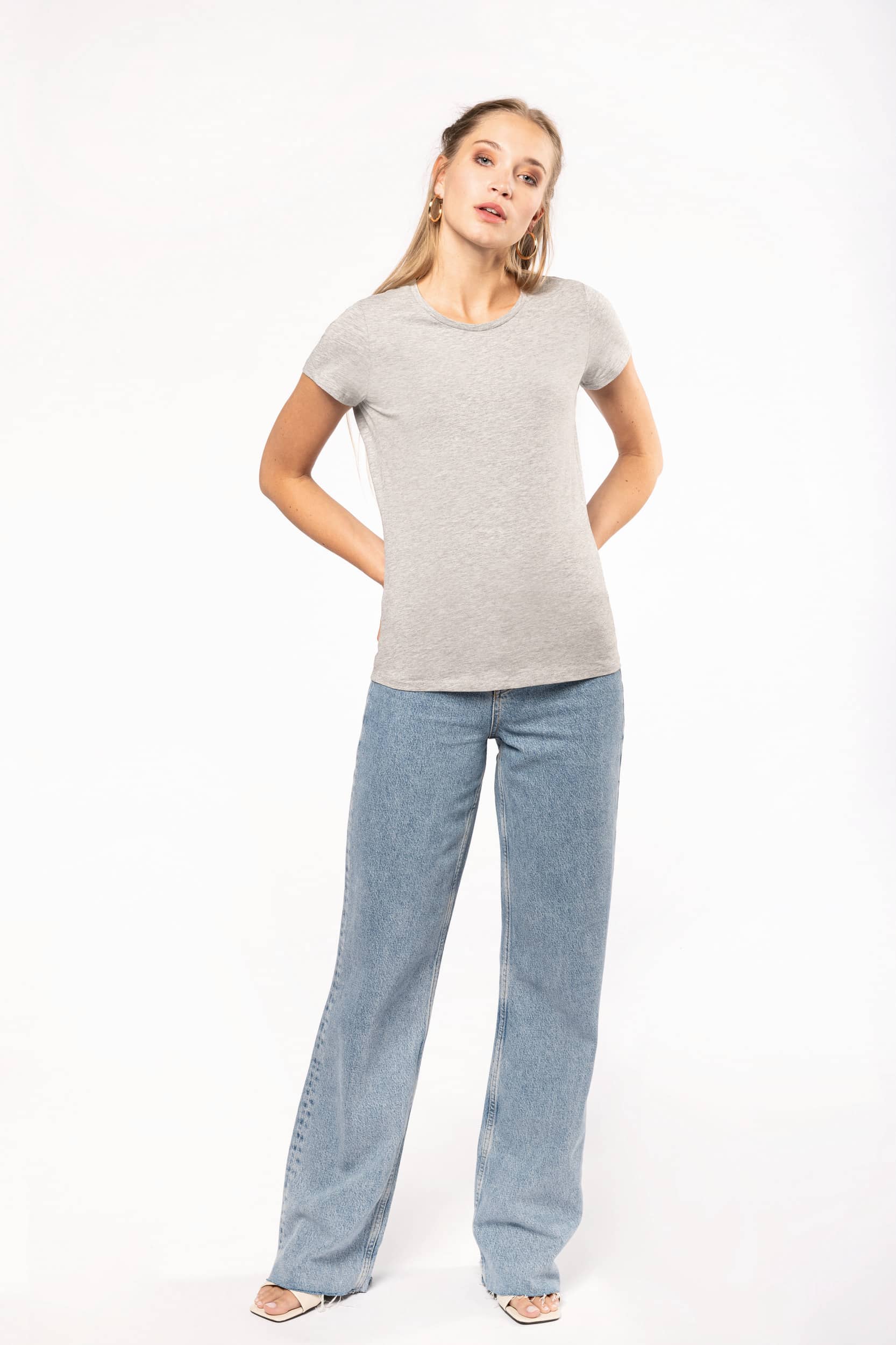 Kurzarm-Damen-T-Shirt mit Rundhalsausschnitt