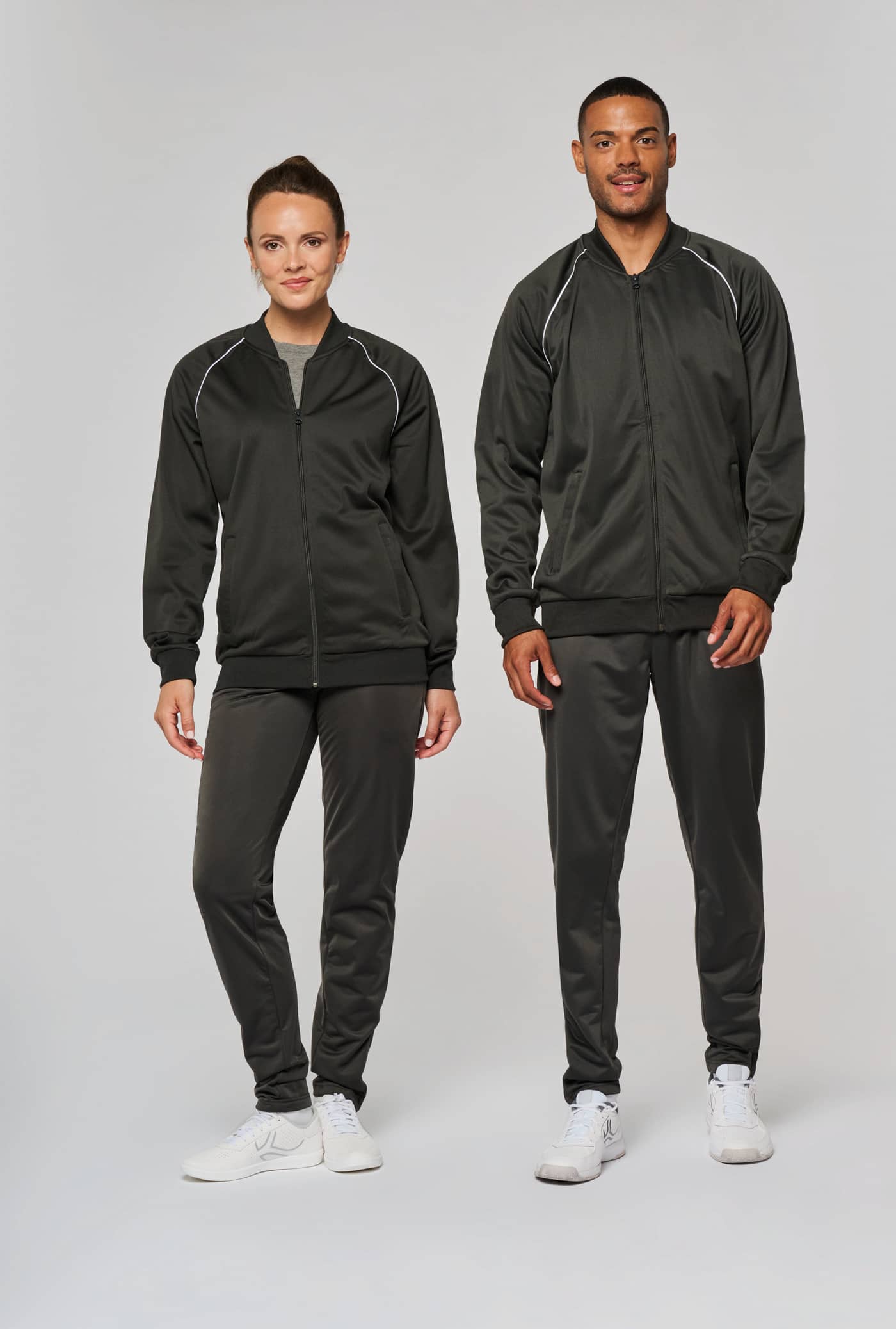 Unisex-Trainingsjacke mit Reißverschluss und Paspel