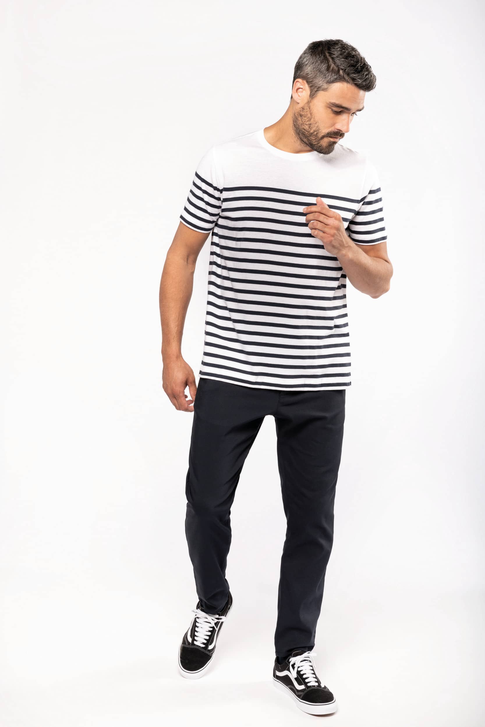T-Shirt im Marine-Stil mit Rundhalsausschnitt Bio Herren
