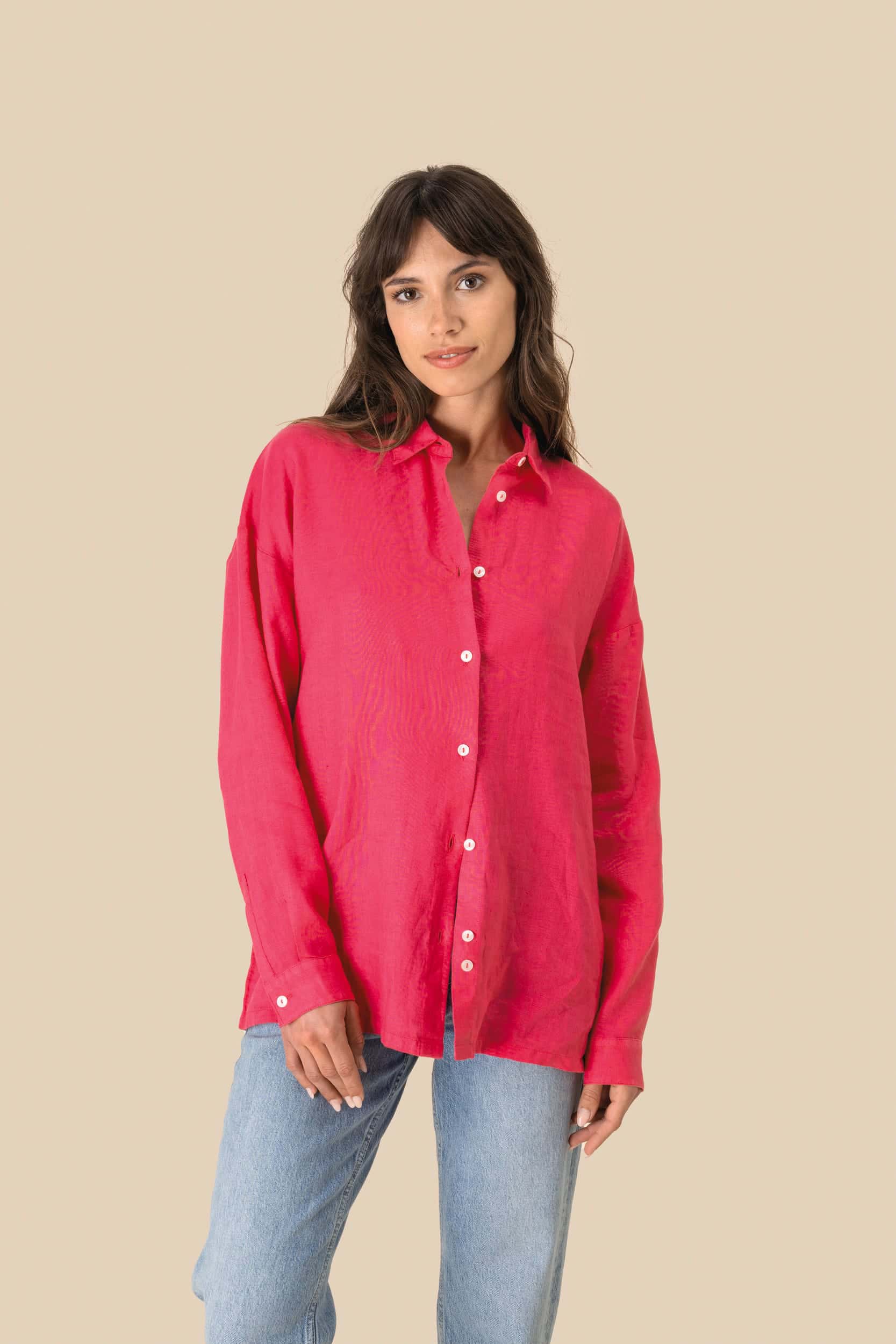 Oversize-Leinenhemd für Damen