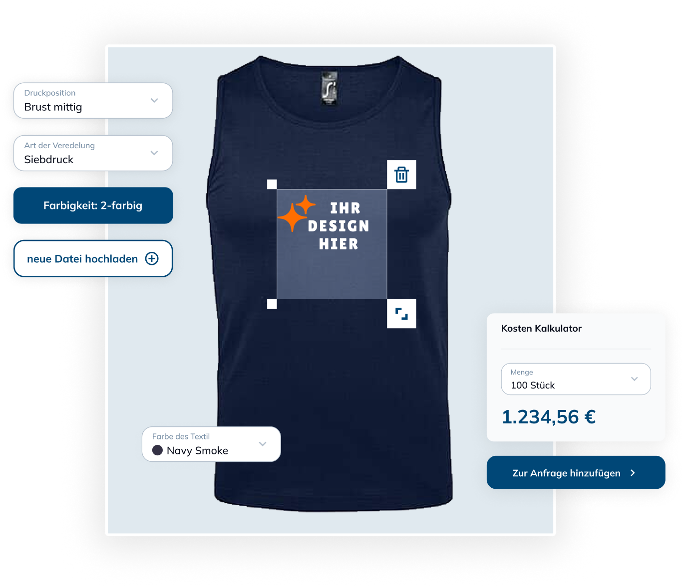 Tanktops bedrucken Konfigurator