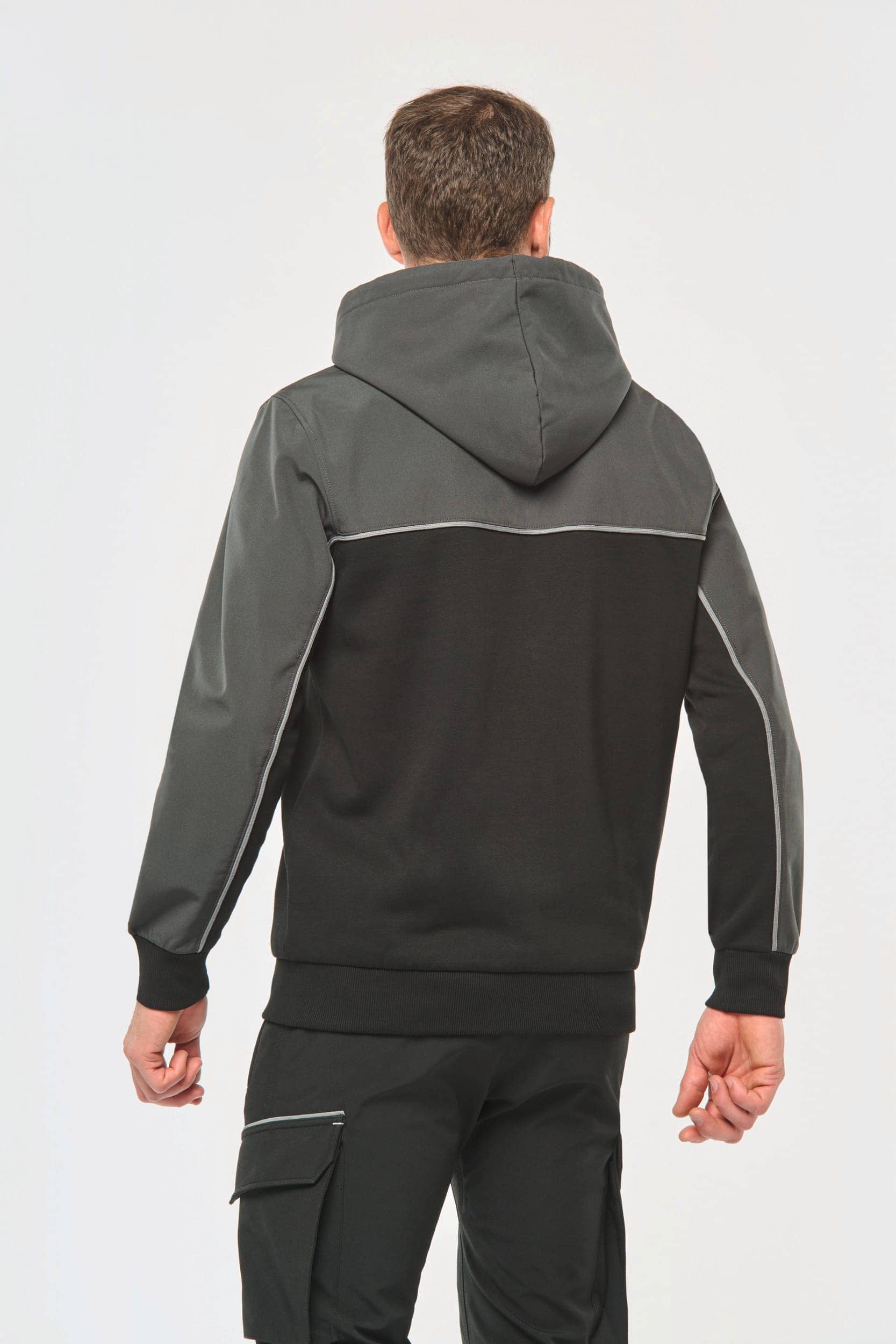 Umweltfreundliche, zweifarbige Molton-Kapuzenjacke mit Reißverschluss, Unisex