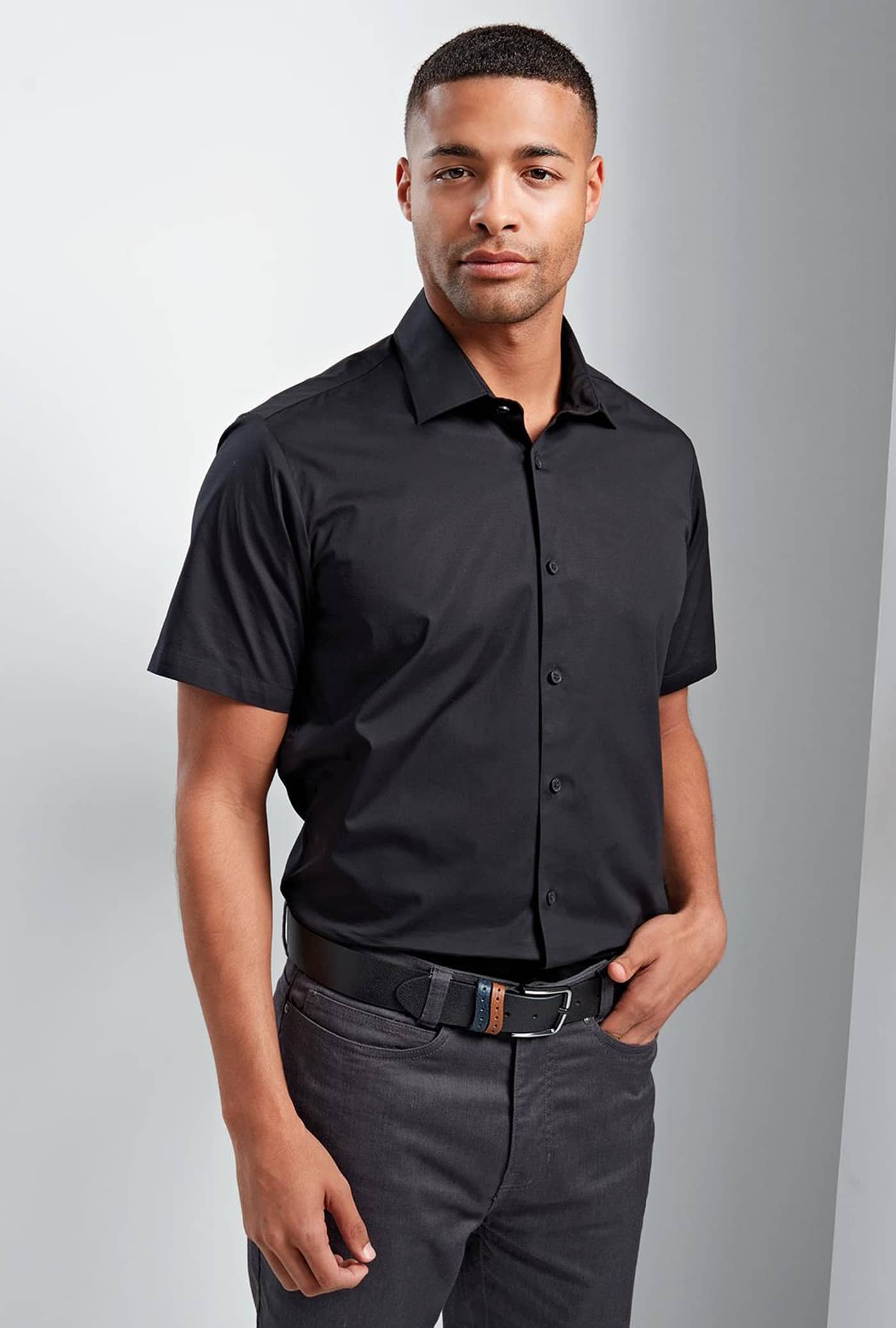 Men´s Stretch Fit Poplin Short Sleeve Cotton Shirt