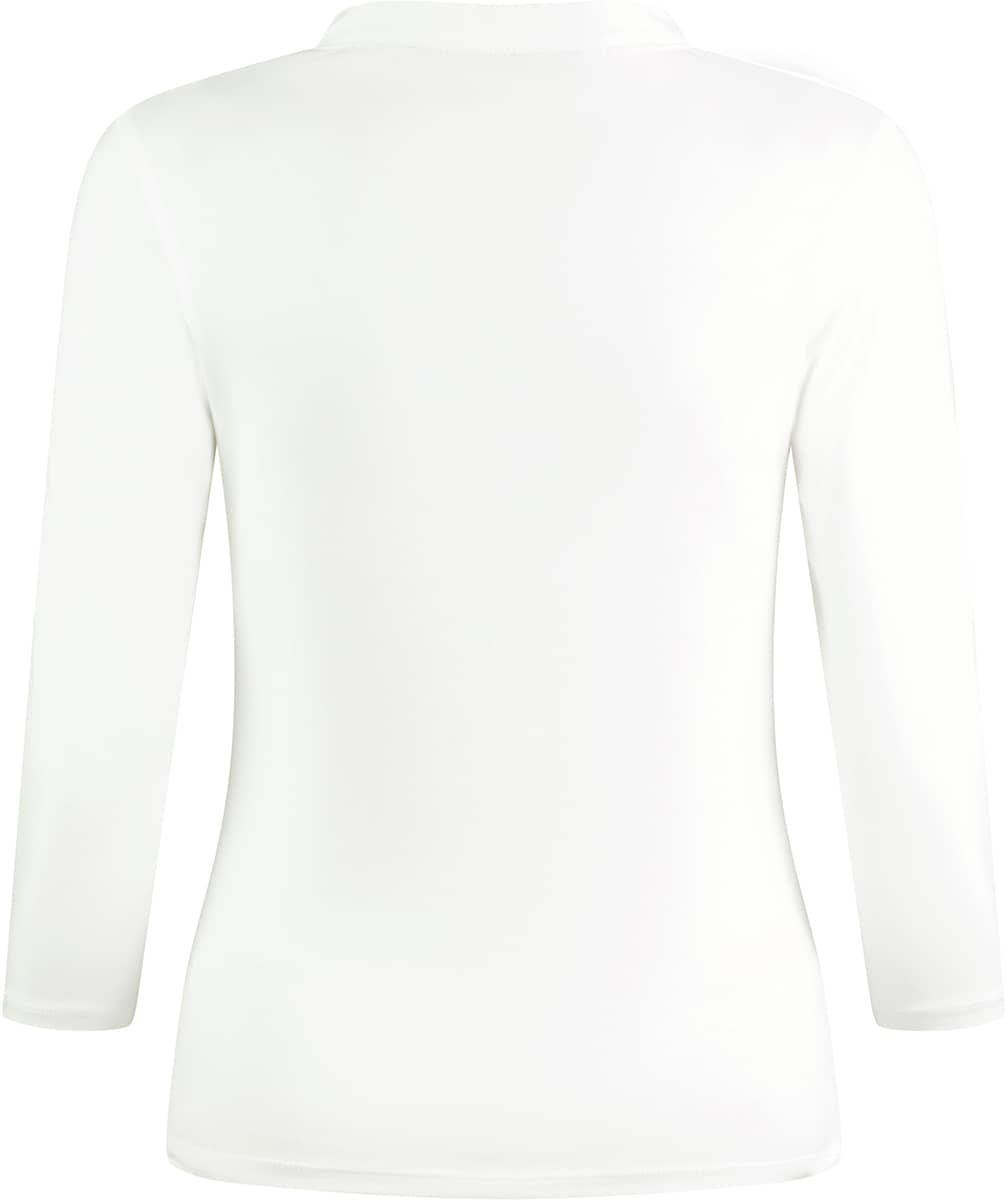Regular Fit Mandarin Collar Top 3/4 Sleeve
