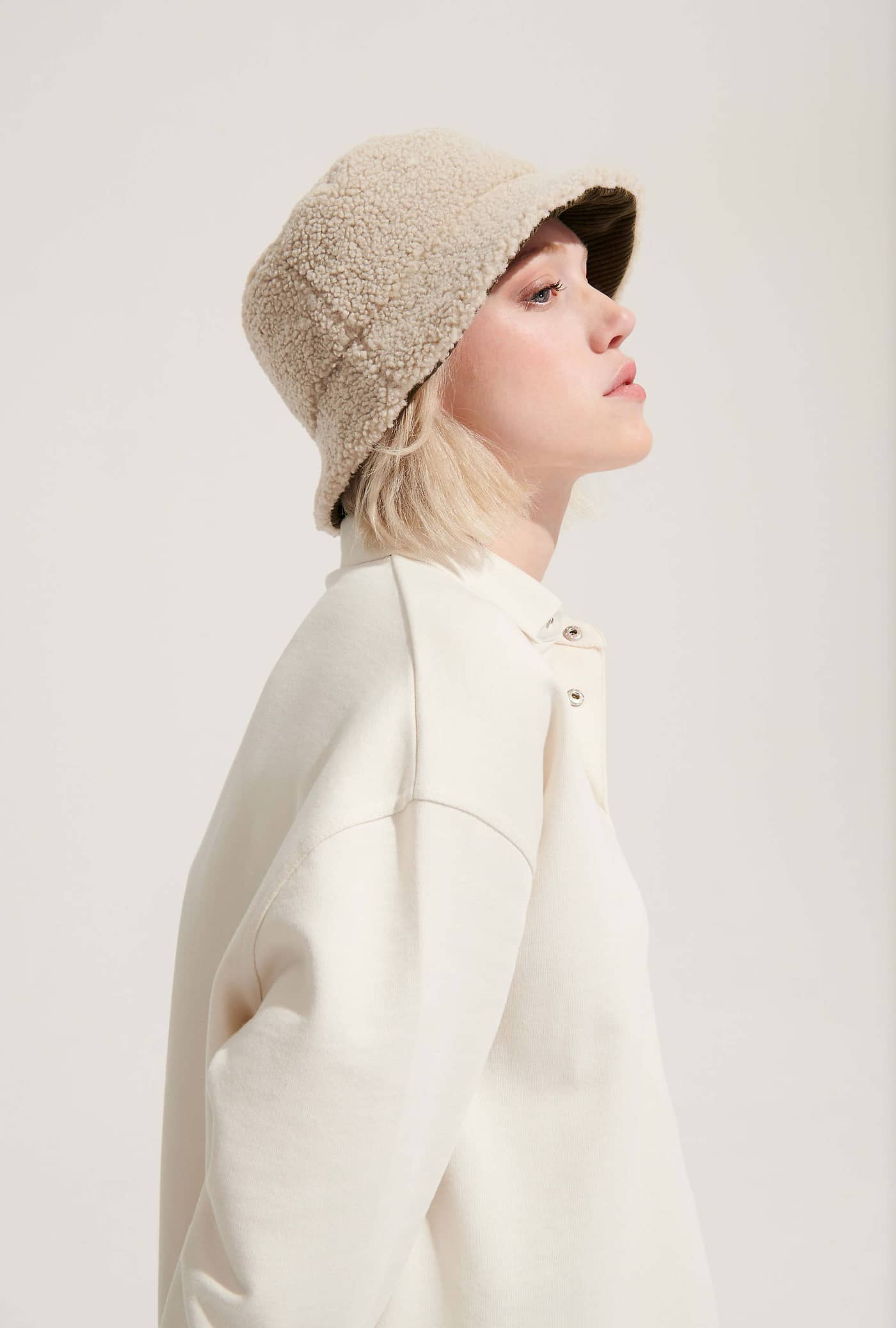 Reversible Sherpa And Velvet Bucket Hat