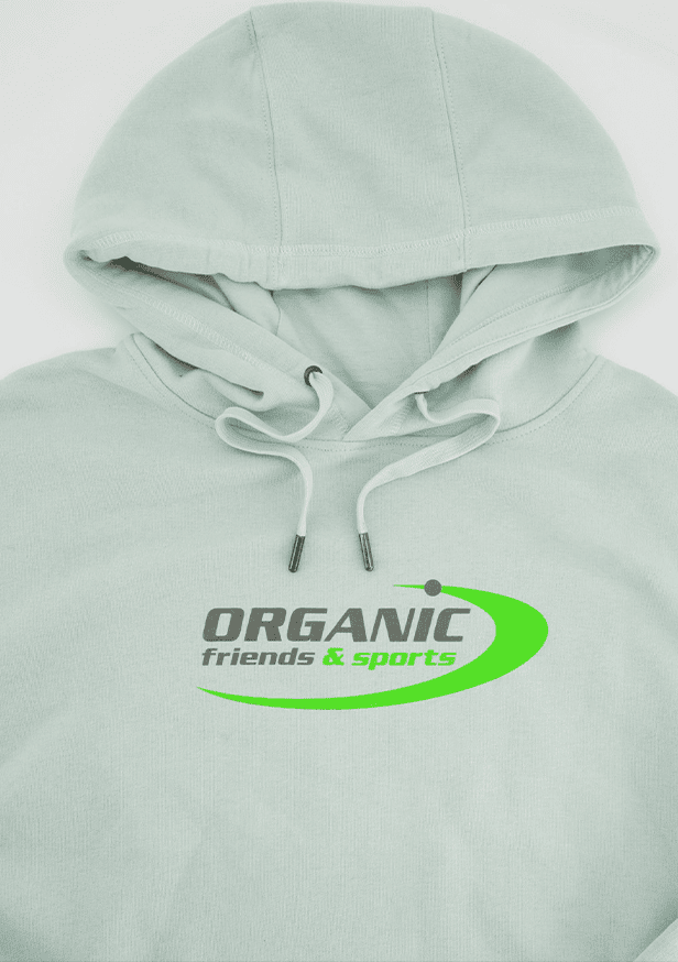 Bedruckter Hoodie für Referenzkunde Organic Friends and Sports