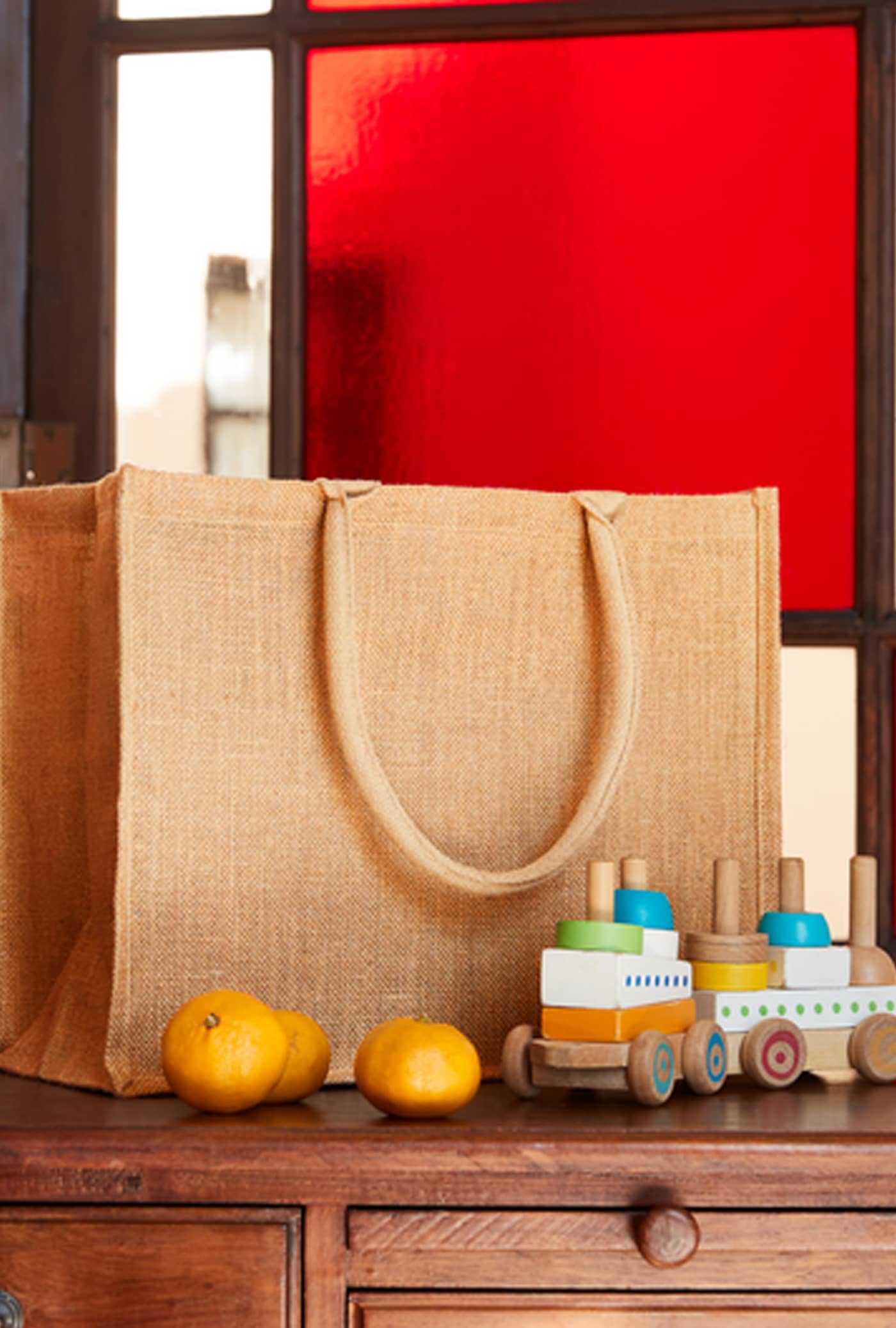 Shimmer Jute Bottle Bag
