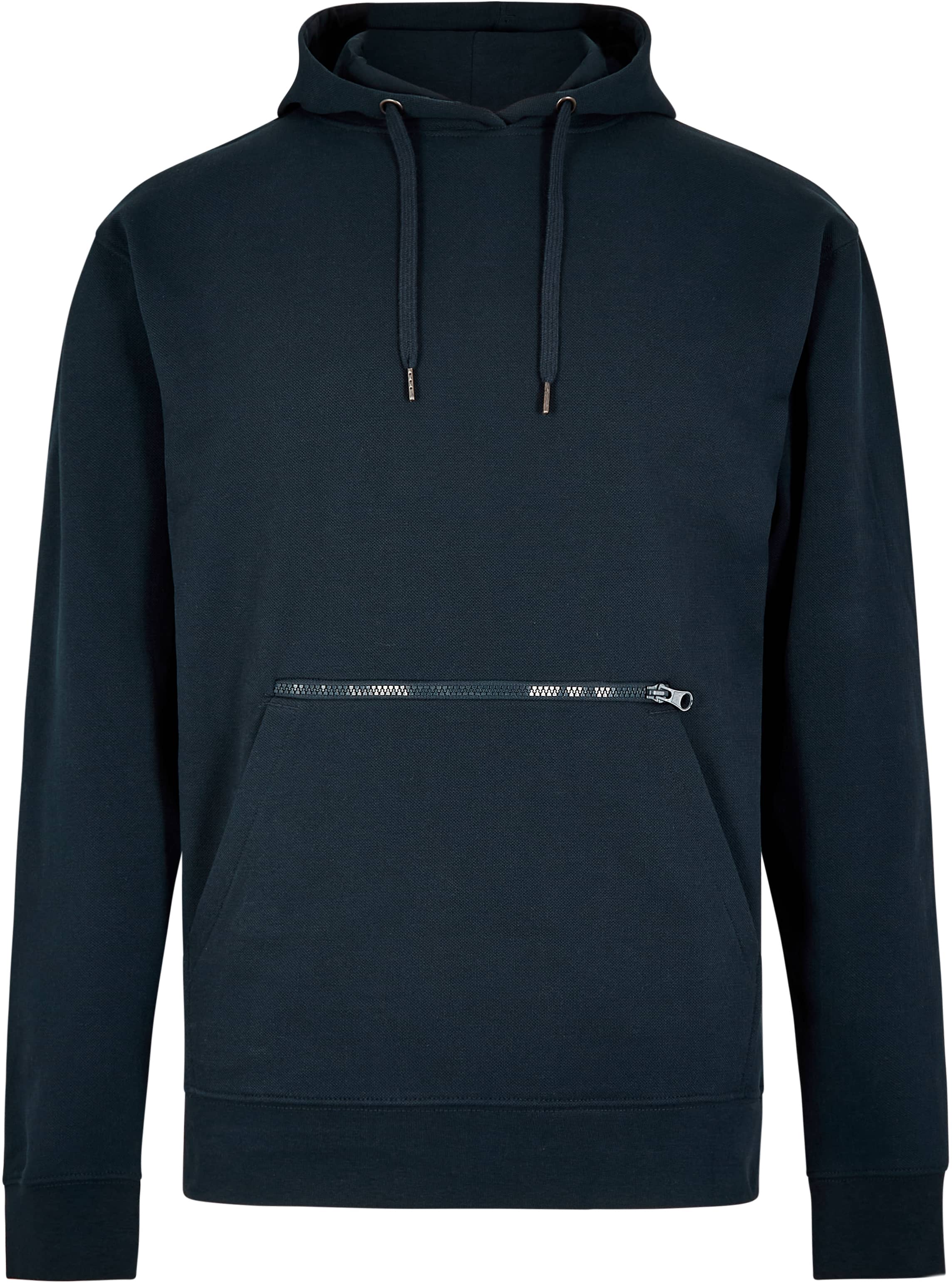 Regular Fit Pique Hoodie with Zipped Pocket