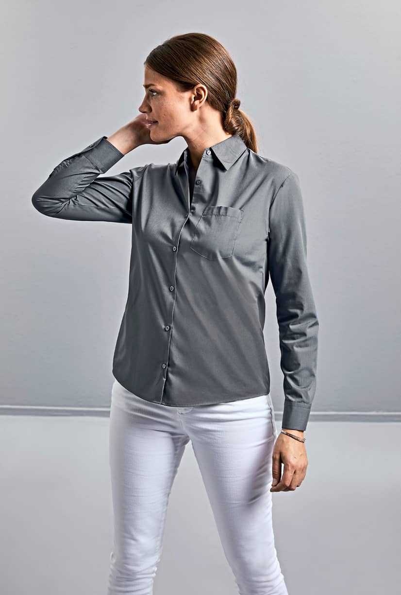 Ladies' Long Sleeve Classic Polycotton Poplin Shirt