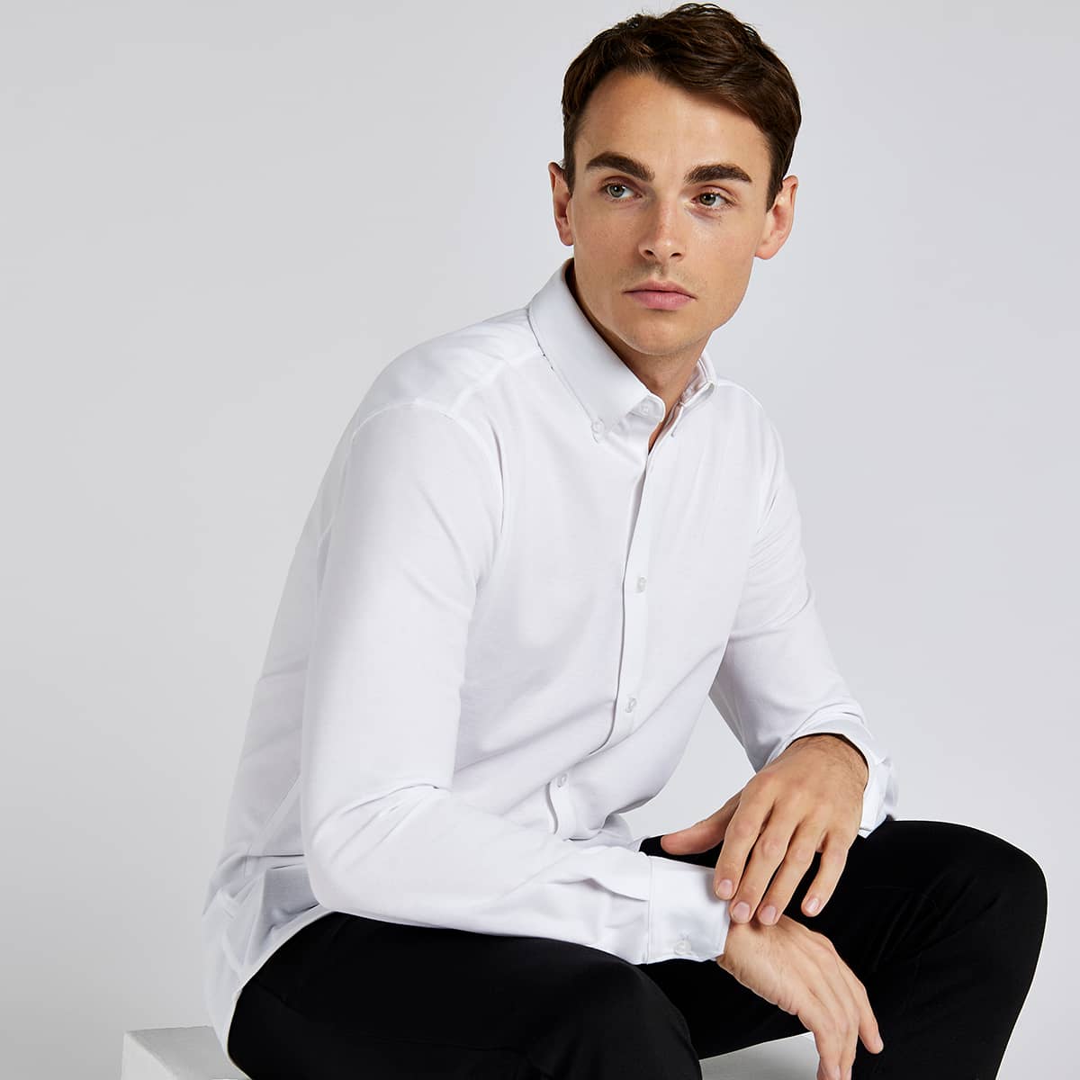 Tailored Fit Superwash® 60º Pique Shirt Long Sleeve