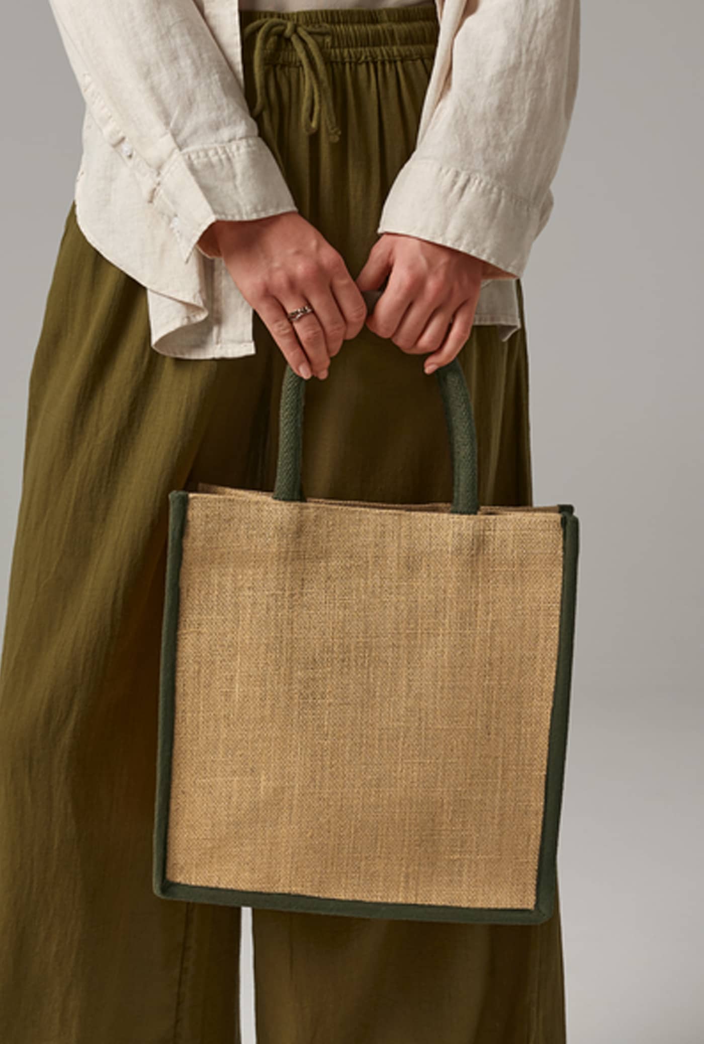 Natural Starched Jute Midi Bag