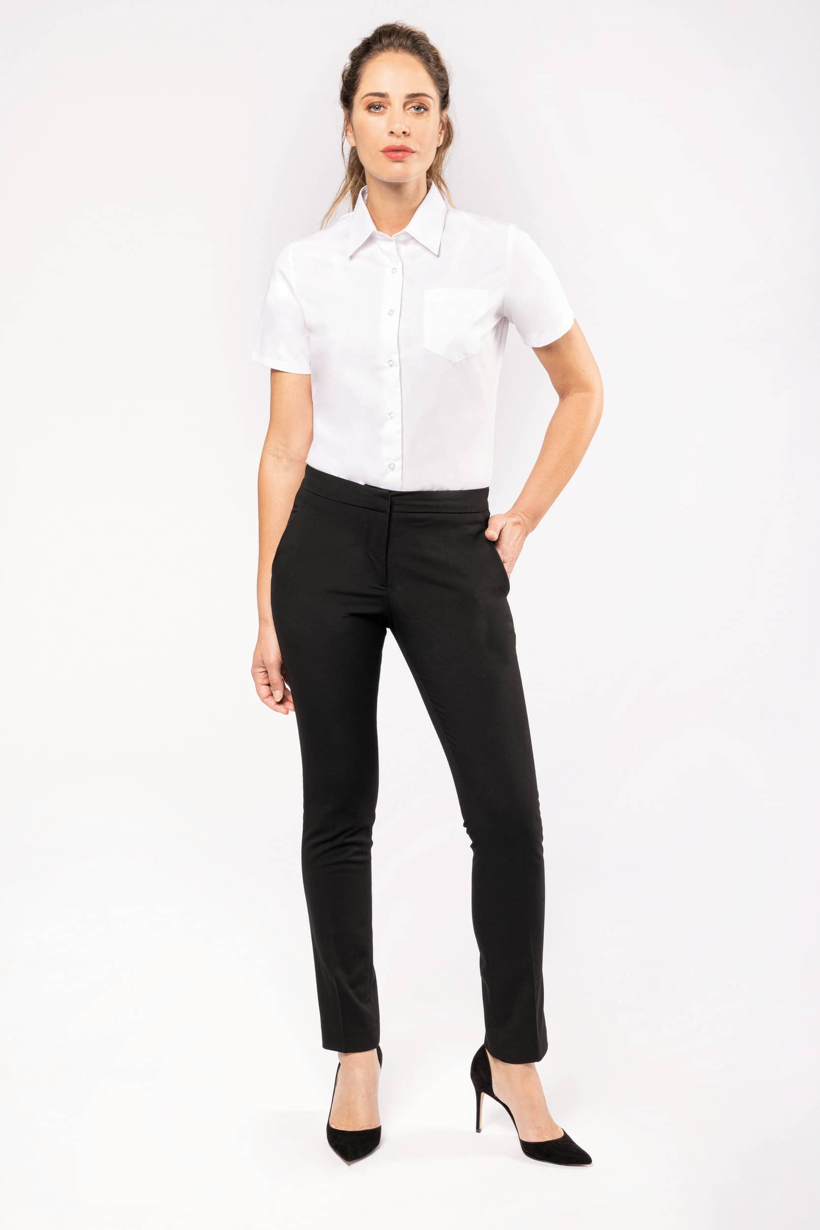 Damen Popelinebluse Kurzarm