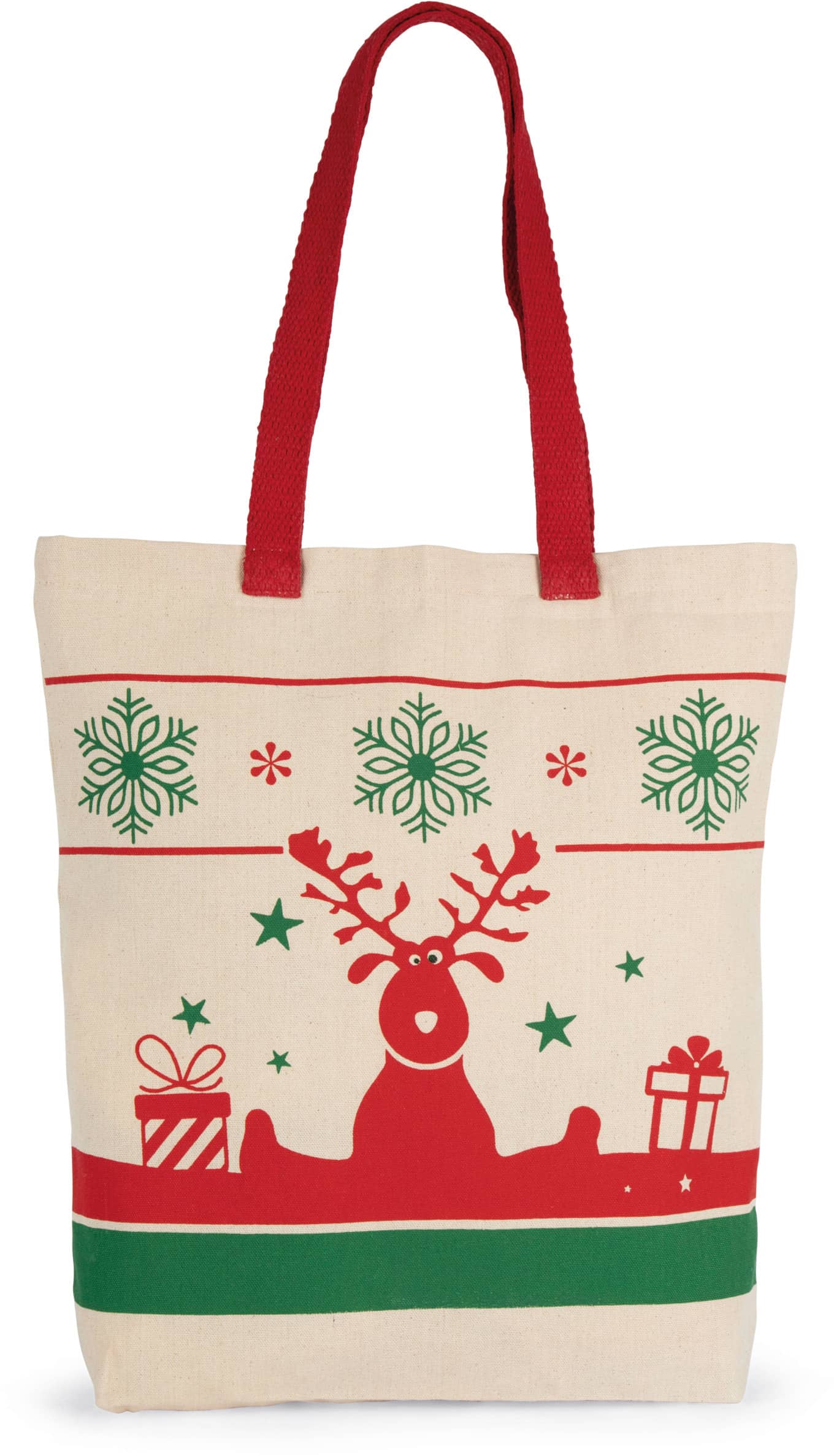 Einkaufstasche mit Weihnachtsmotiven - naturfarbend