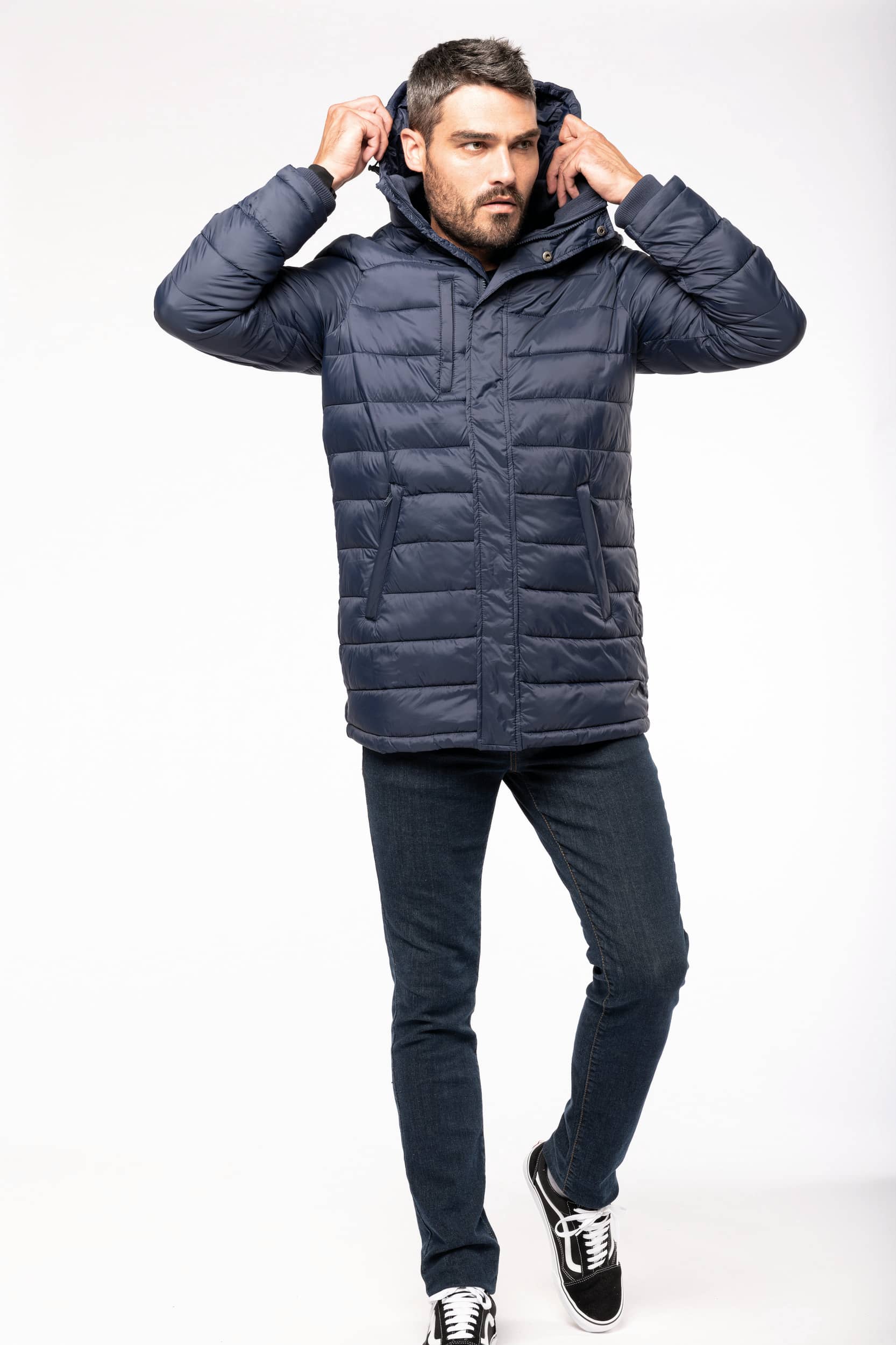 Leichter Herren-Daunenparka mit Kapuze