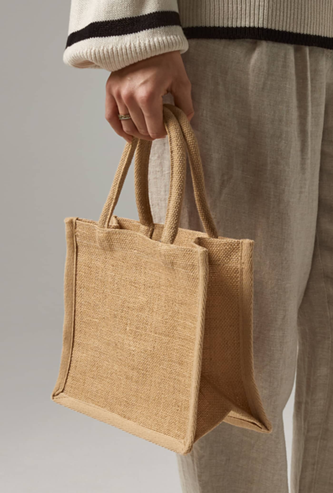 Natural Starched Jute Mini Gift Bag