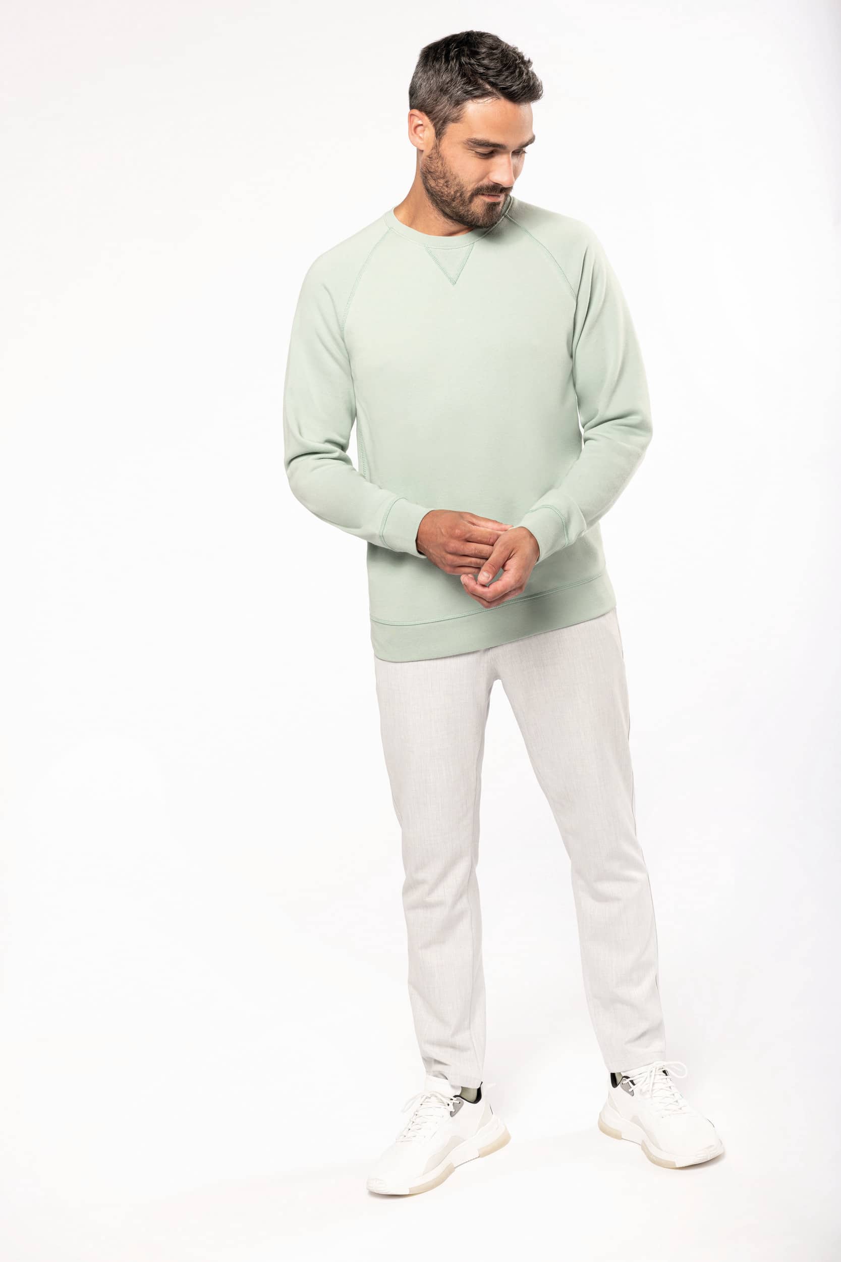 Herren Sweatshirt Bio-Baumwolle Rundhalsausschnitt Raglanärmel