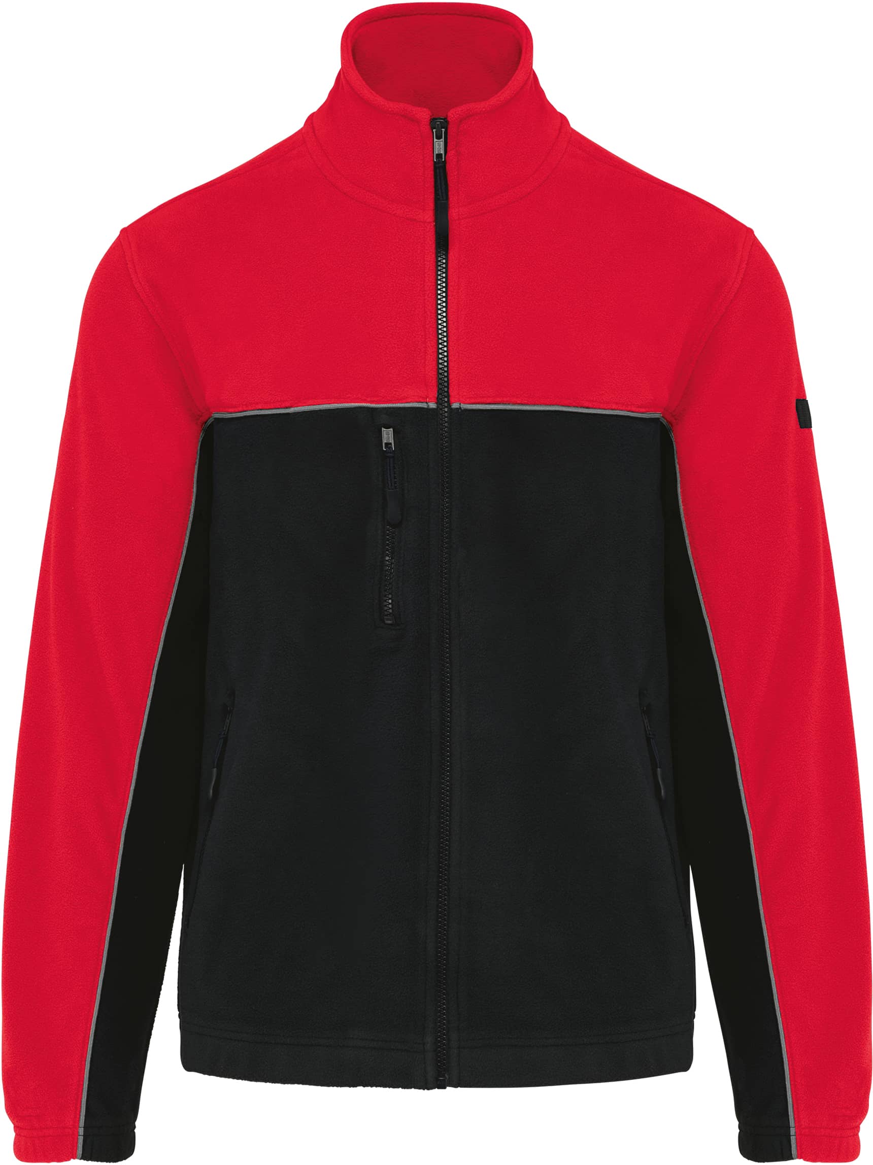 Zweifarbige, umweltfreundliche Unisex-Fleecejacke