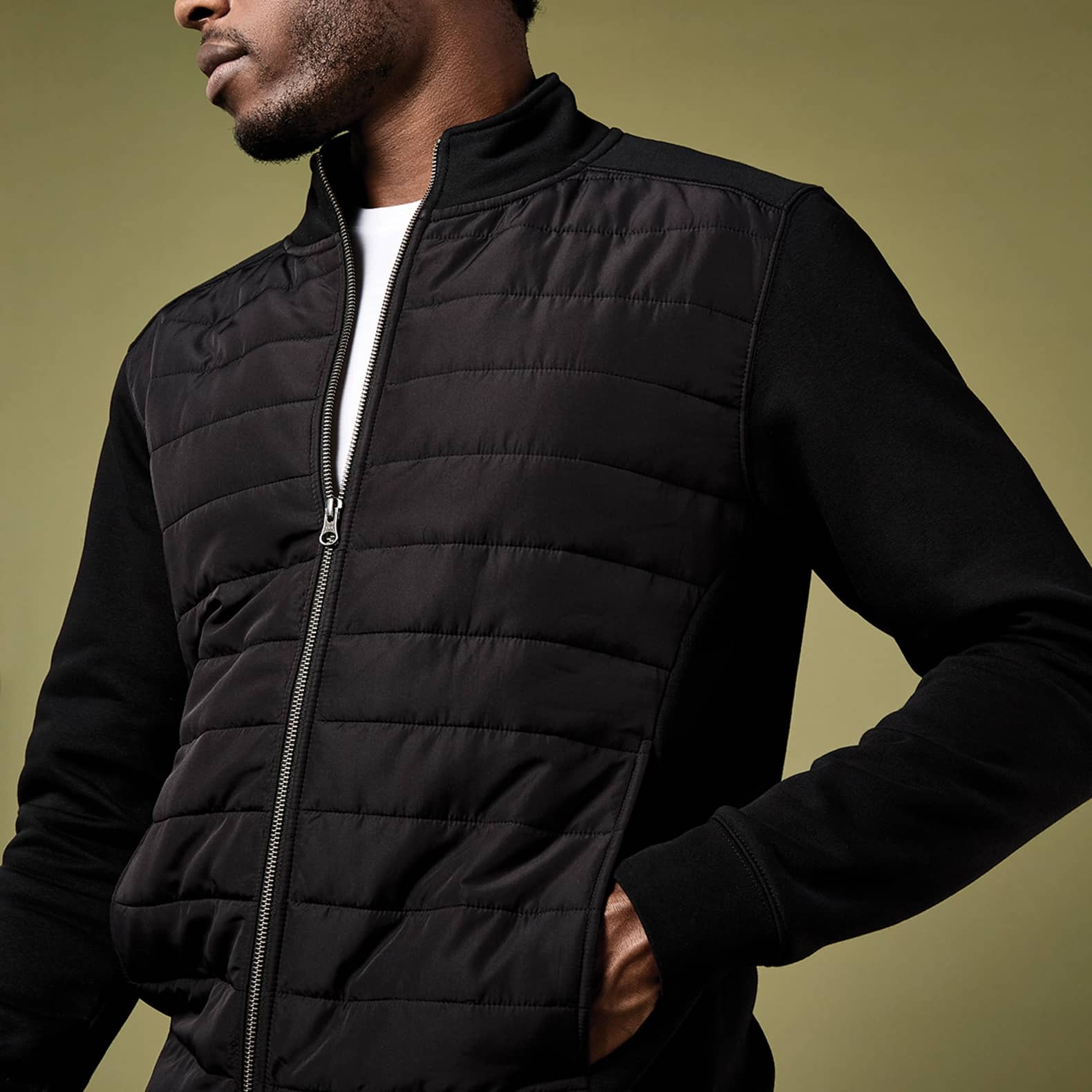 Regular Fit Quilted Full Zip Sweatshirt