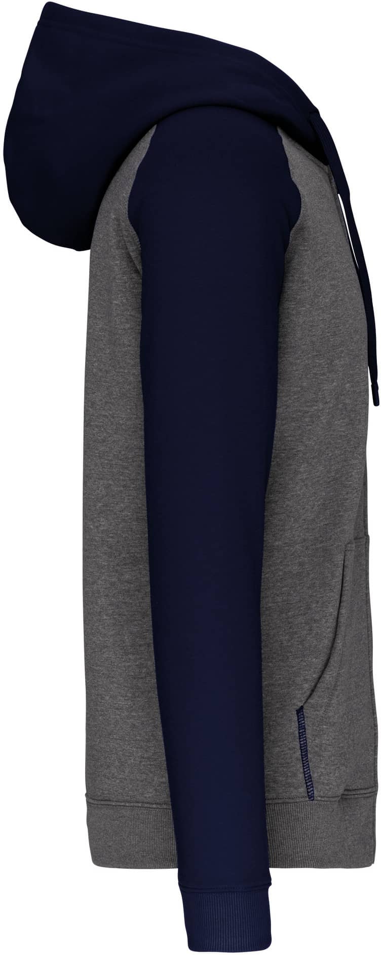 Zweifarbige Unisex-Fleecejacke mit Reißverschluss und Kapuze