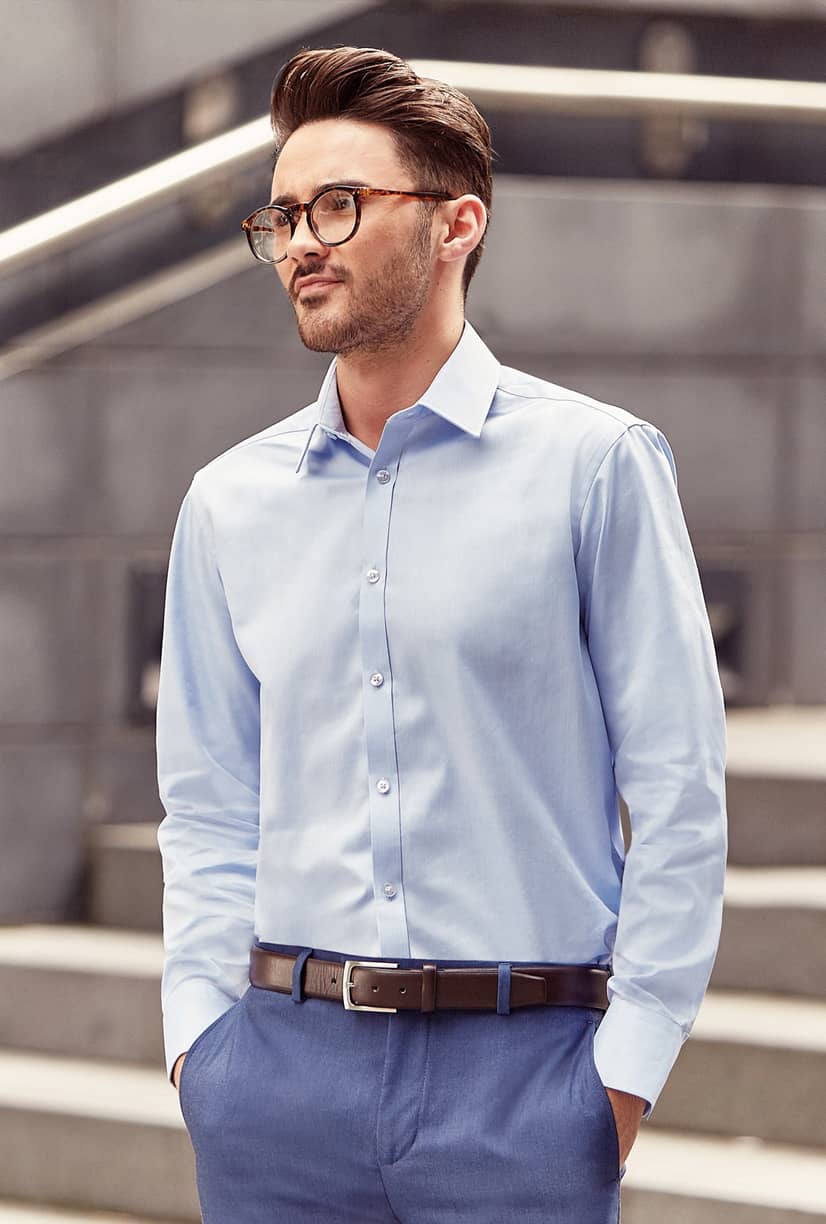 Men's Long Sleeve Tailored Herringbone Shirt