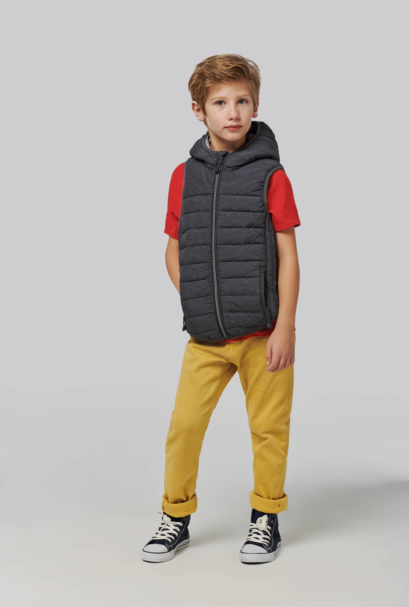 Bodywarmer mit Kapuze für Kinder - Marl Dark Grey