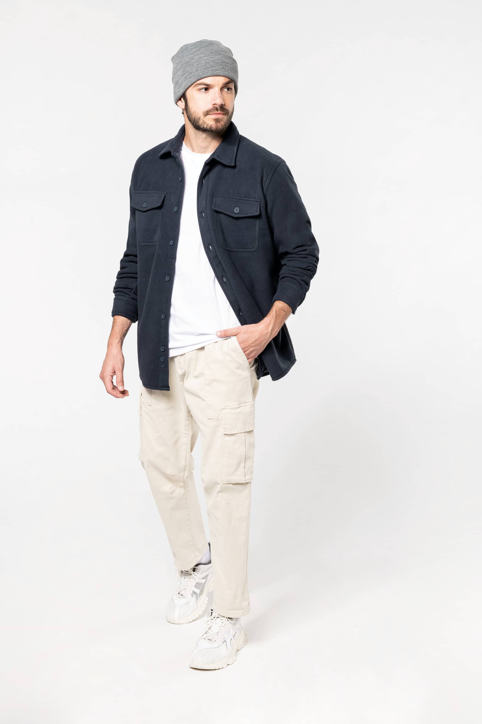 Fleece-Hemdjacke mit Sherpa-Futter