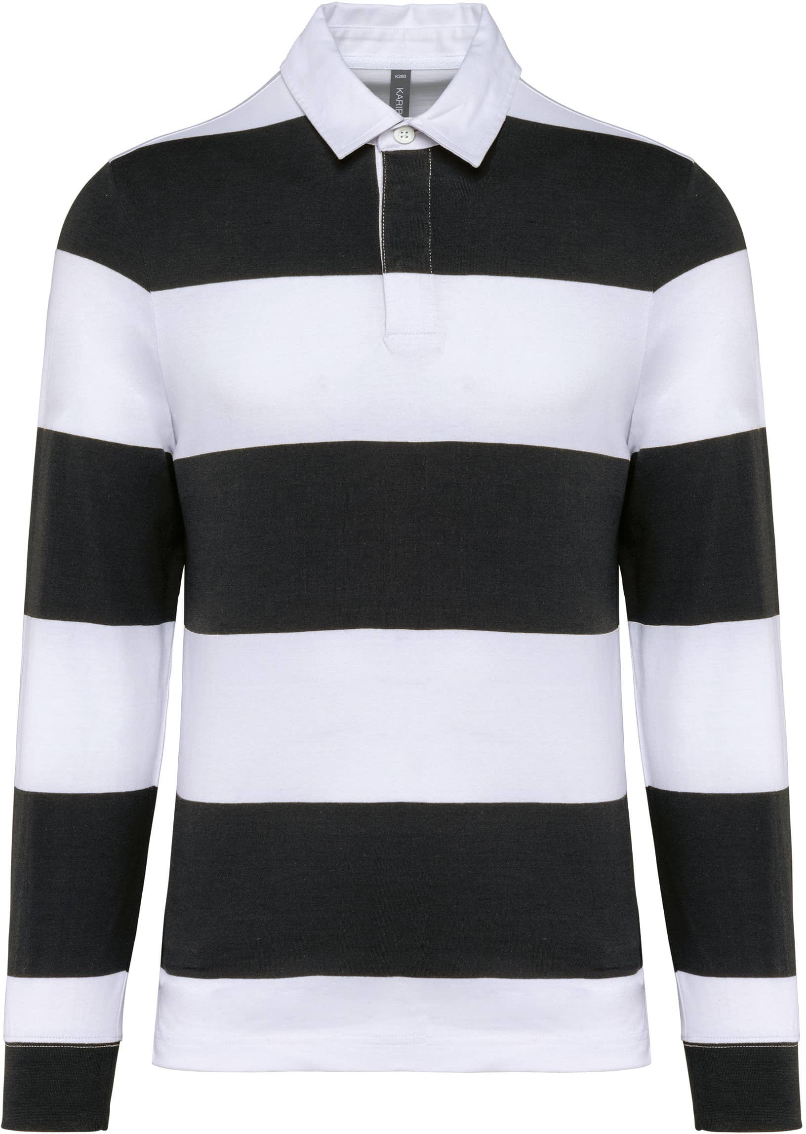 Gestreiftes Polohemd mit langen Ärmeln, Unisex