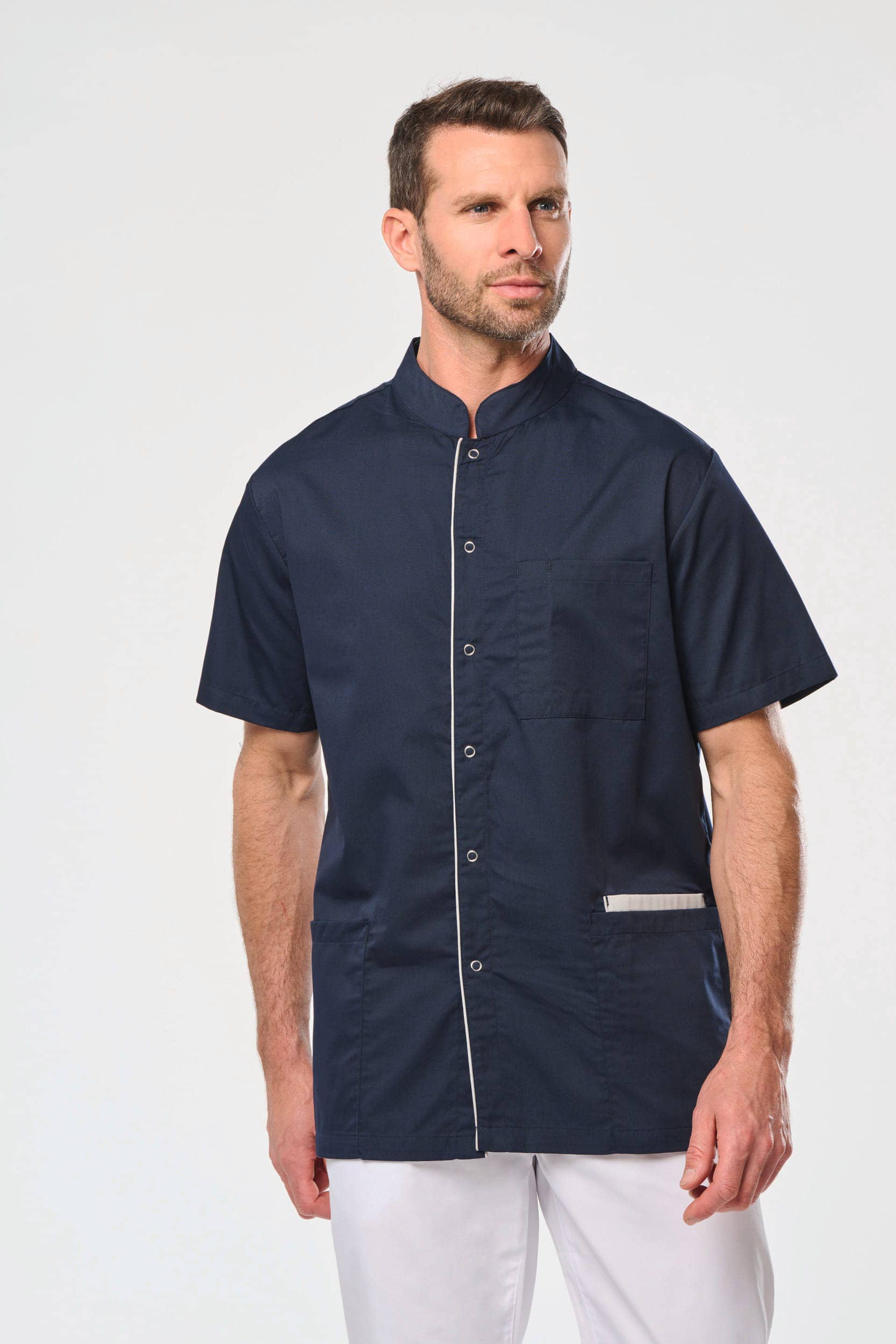 Herrenkittel aus Baumwollpolyester mit Druckknöpfen