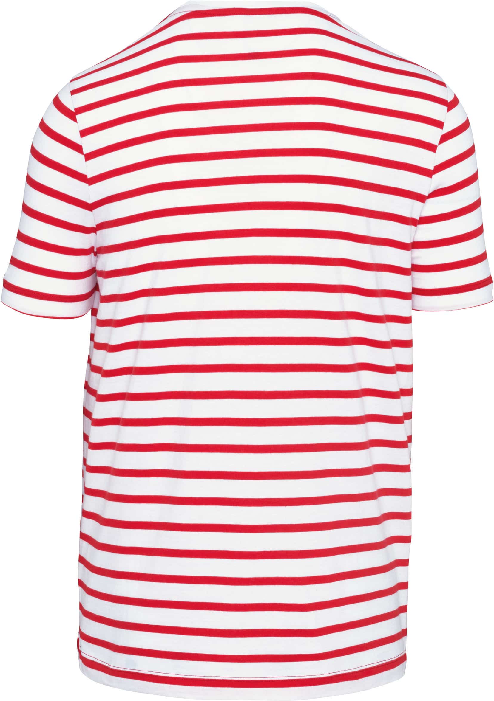 Gestreiftes Kurzarm-T-Shirt im Marine-Stil mit Tasche