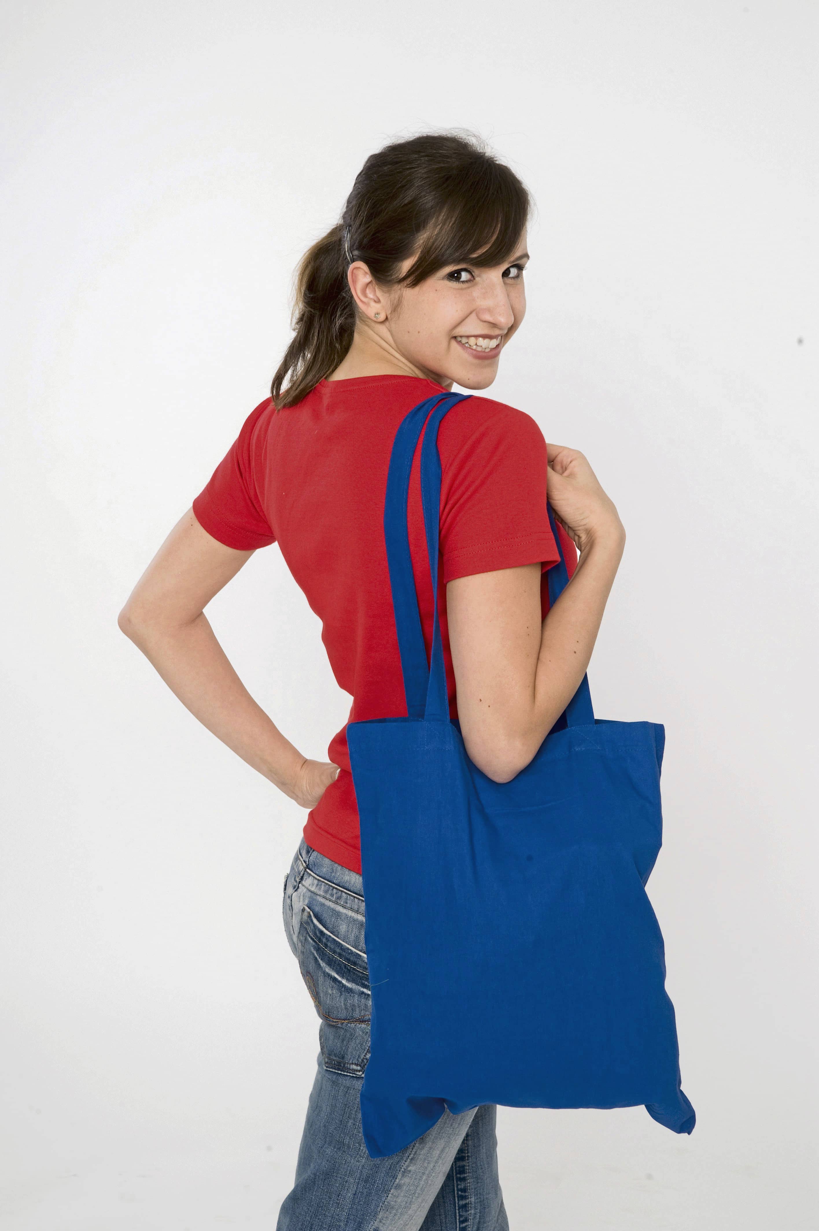 Cotton Bag Colored Long Handles