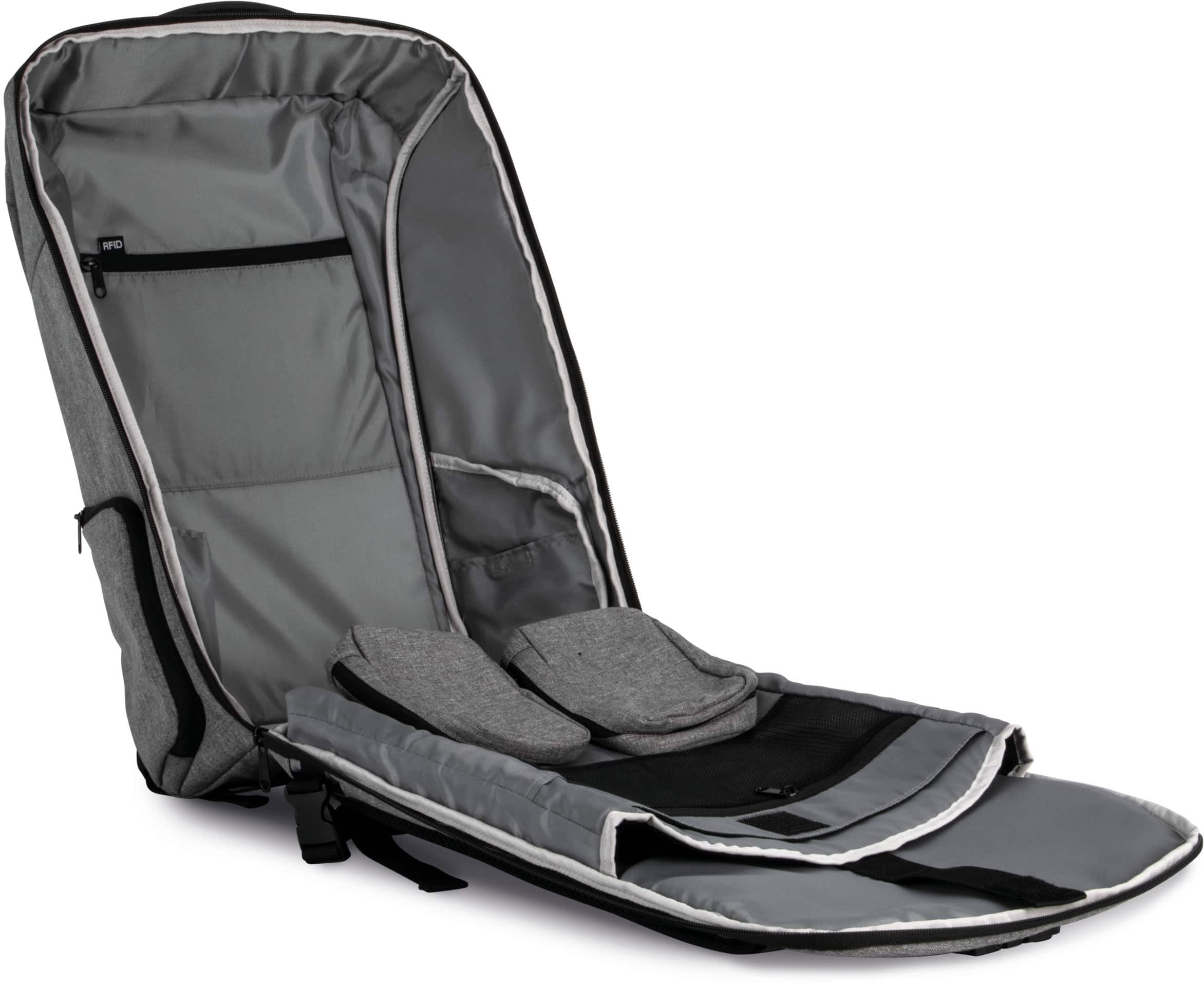 Diebstahlschutz-Rucksack aus Polyester.