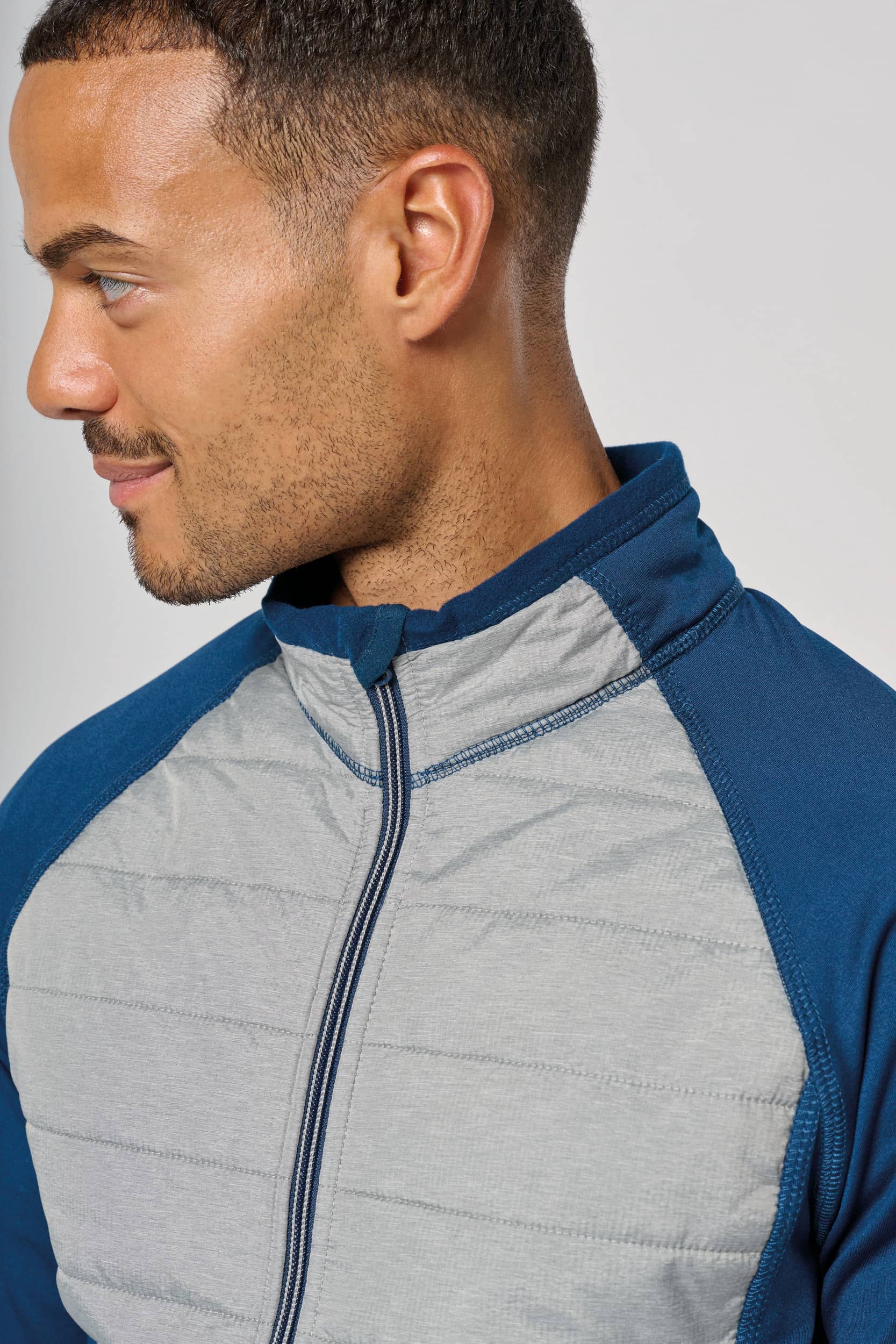 Sportweste aus Bi-Material PA233A - Marl Grey / Sporty Navy
