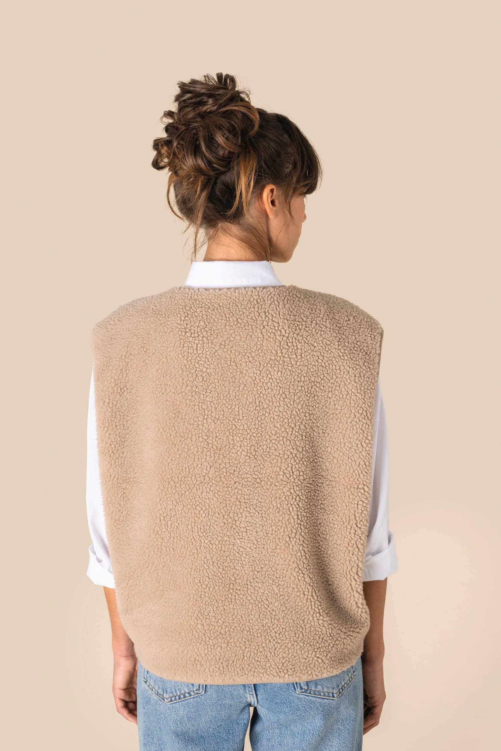 Ärmellose Sherpa-Jacke für Damen