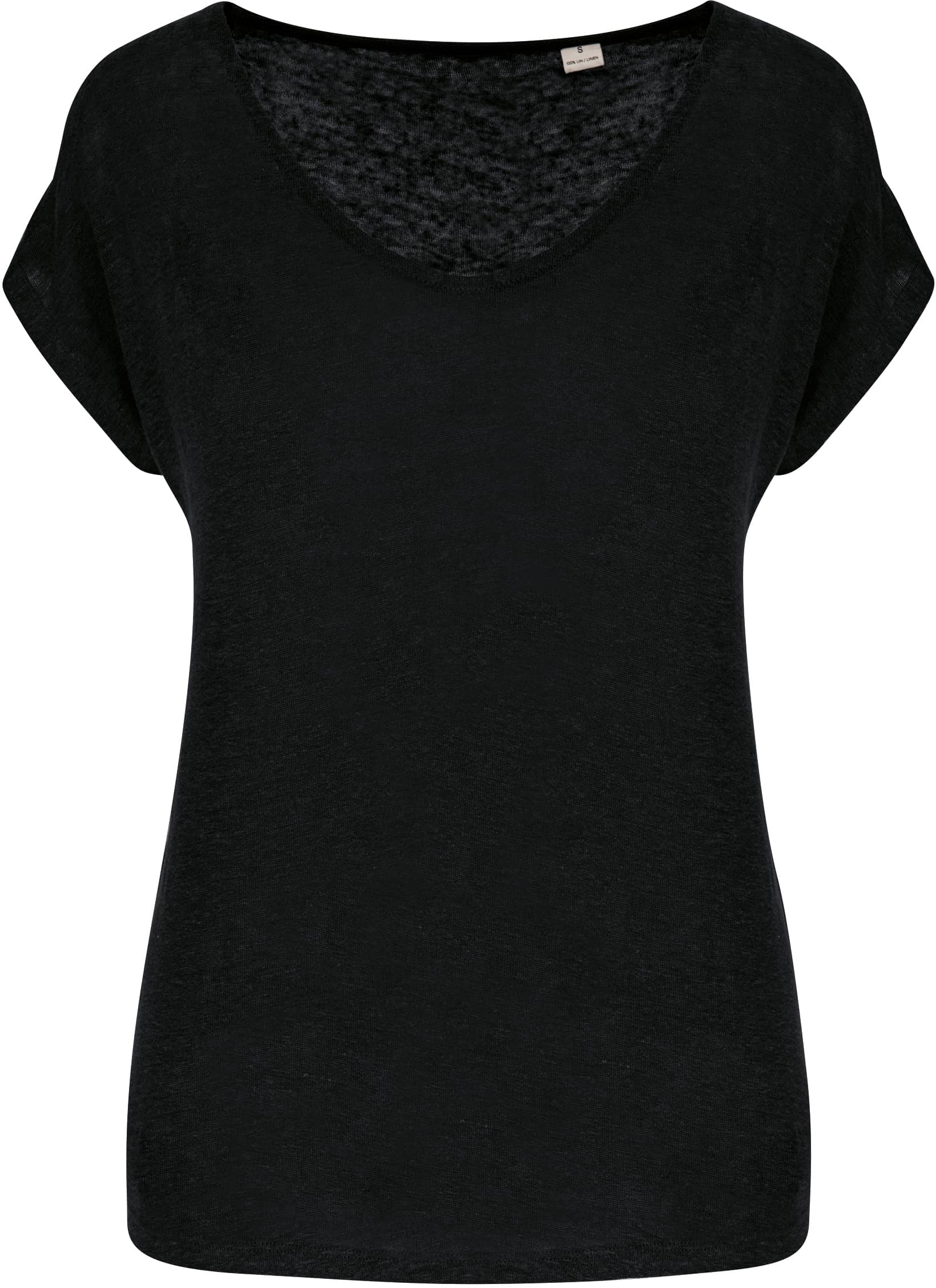 Damen-T-Shirt aus Leinen mit V-Ausschnitt
