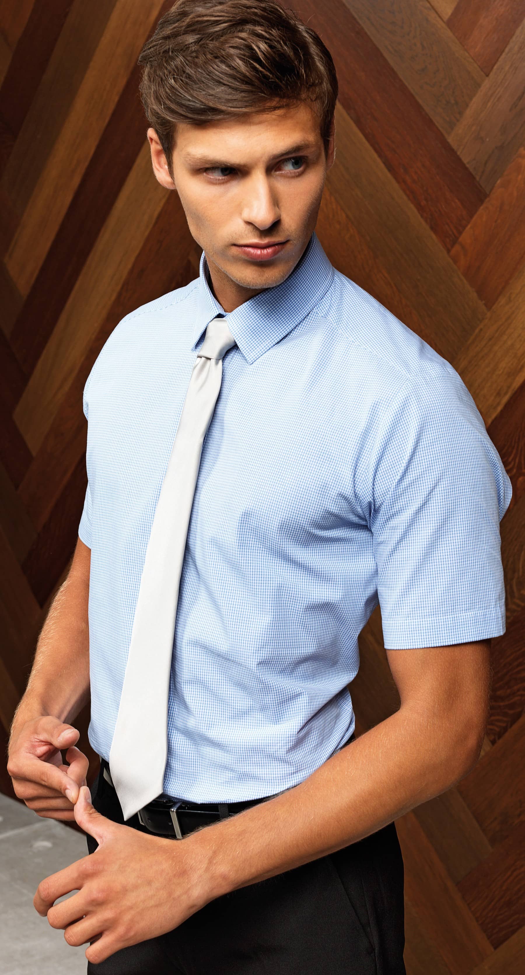 Men´s Microcheck (Gingham) Short Sleeve Cotton Shirt
