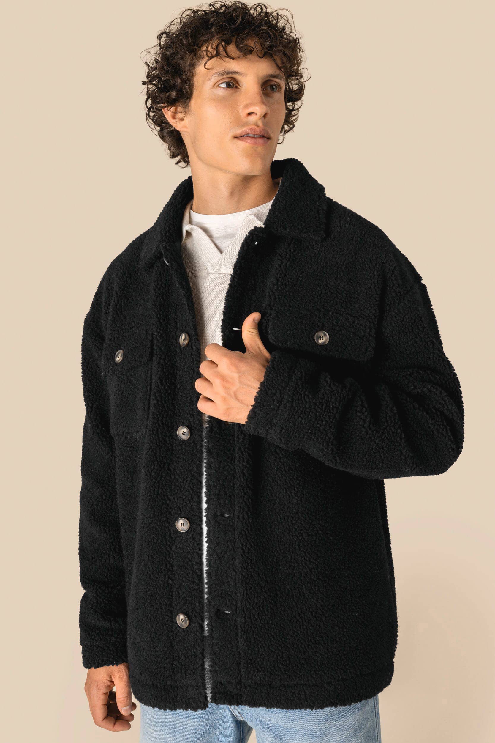 Unisex-Überhemd aus Sherpa mit überschnittenen Schultern