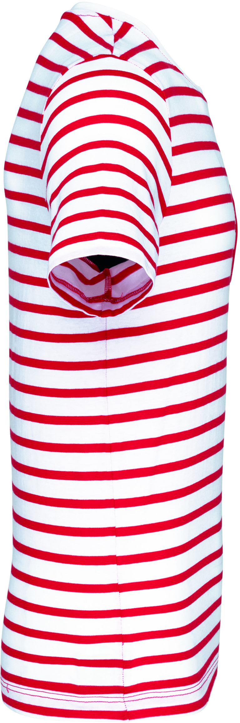 Gestreiftes Kurzarm-T-Shirt im Marine-Stil mit Tasche