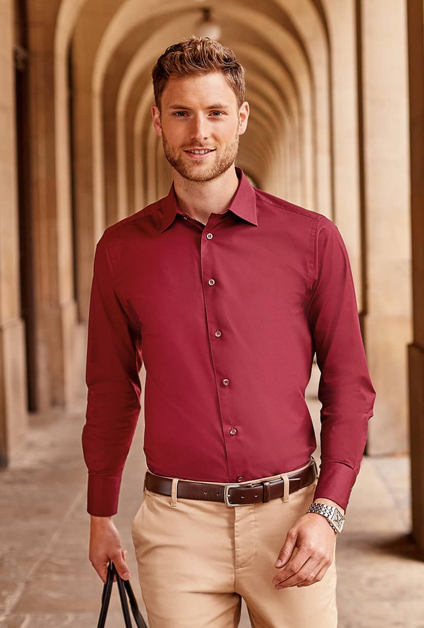 Men's Long Sleeve Fitted Stretch Shirt