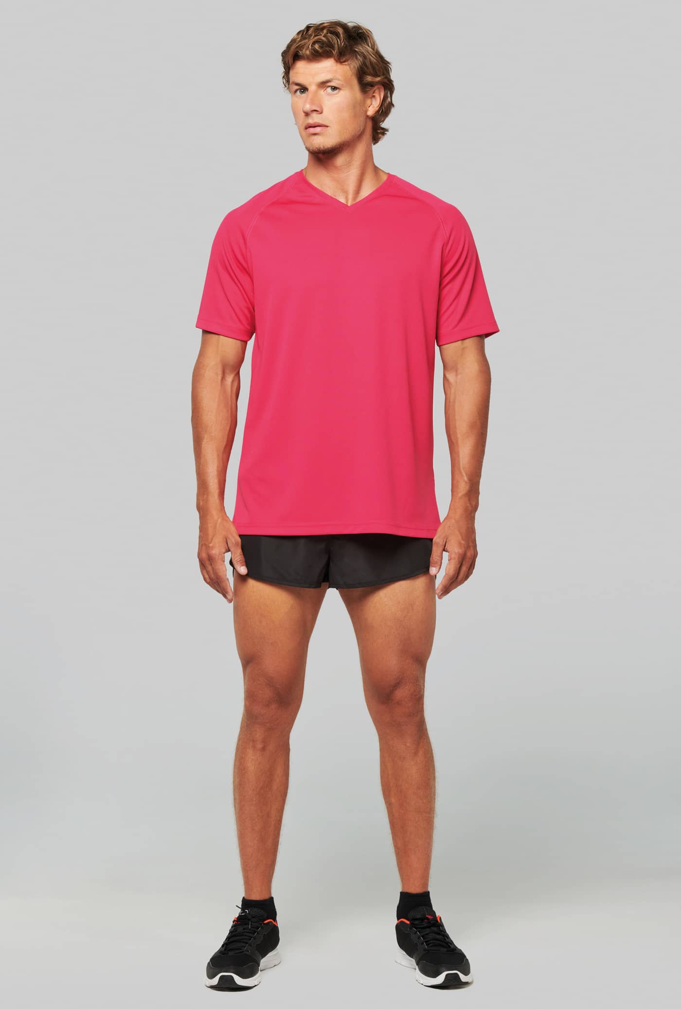 Herren Kurzarm-Sportshirt mit V-Ausschnitt