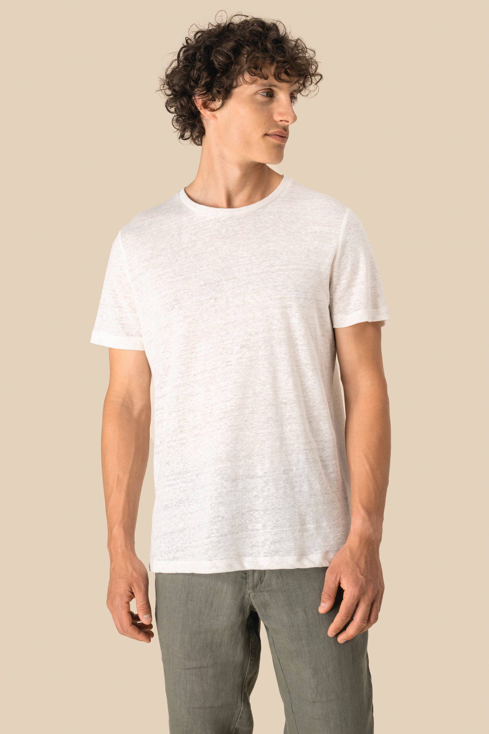 Herren-T-Shirt aus Leinen mit Rundhalsausschnitt