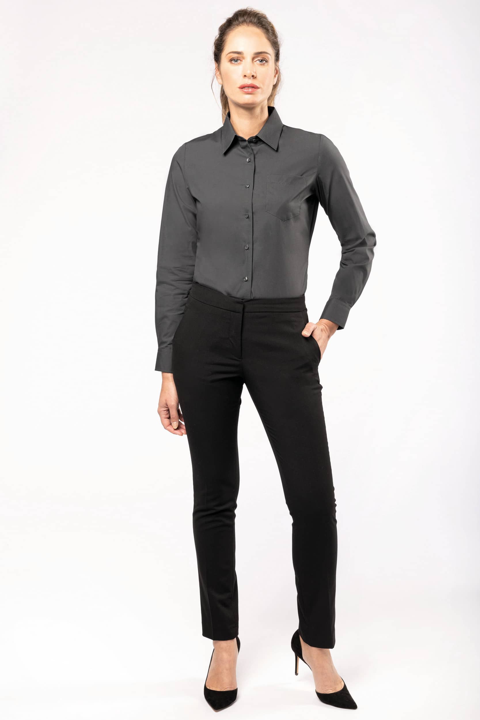 Damen Popelinebluse Langarm