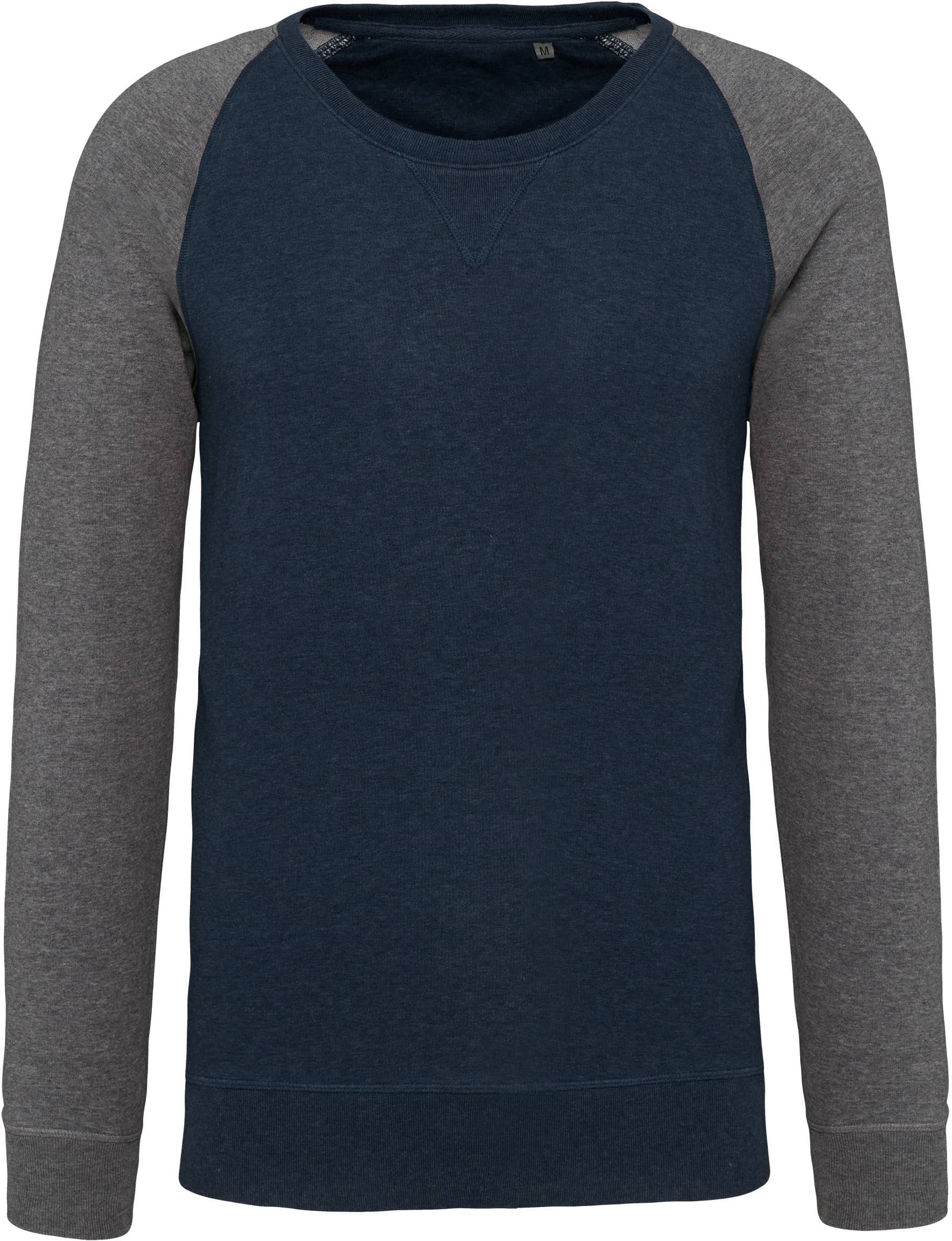Zweifarbiges Herren-Sweatshirt French Terry BIO mit Rundhalsausschnitt und Raglanärmeln