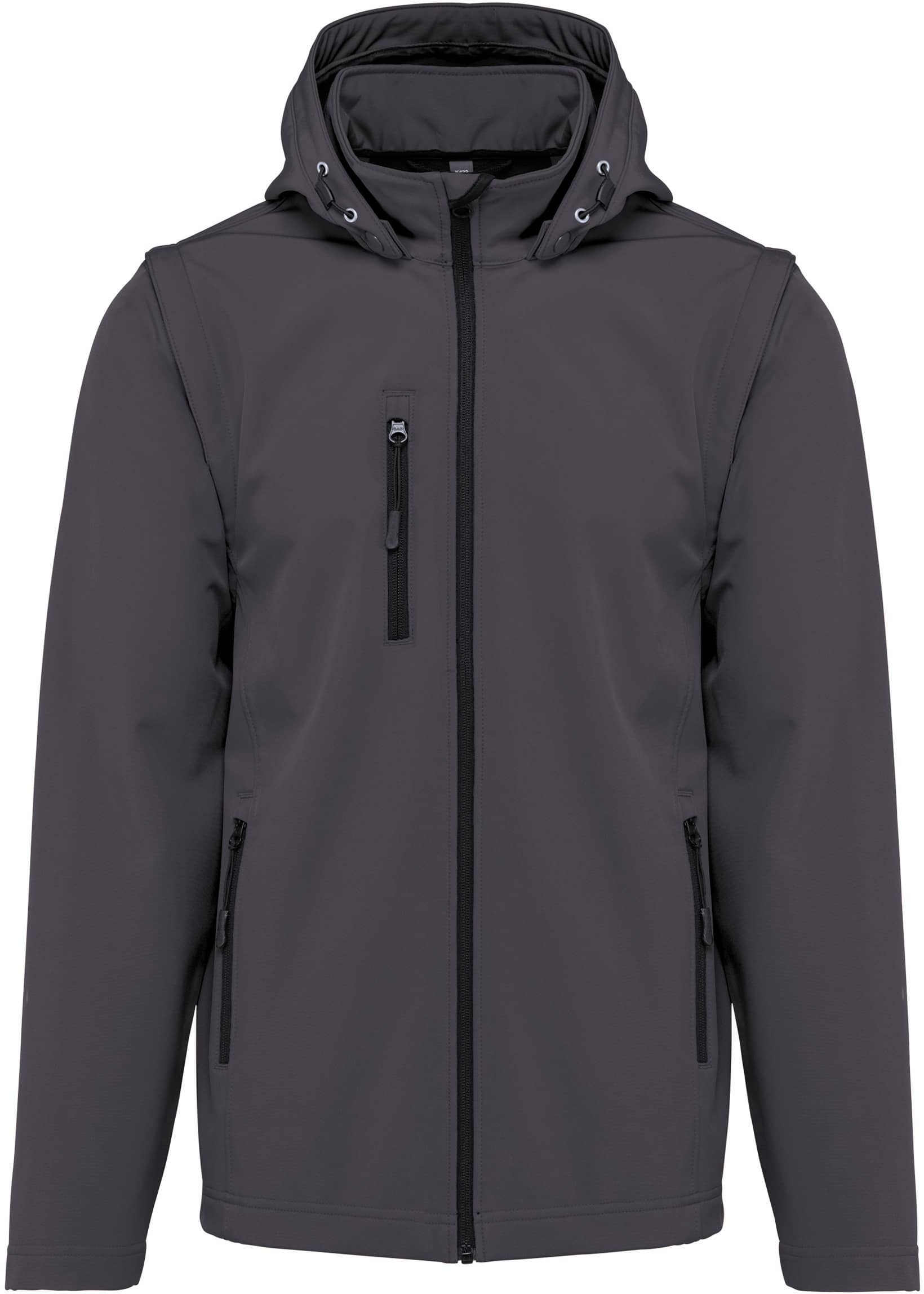 3-lagige Unisex-Softshell-Jacke mit Kapuze und abnehmbaren Ärmeln