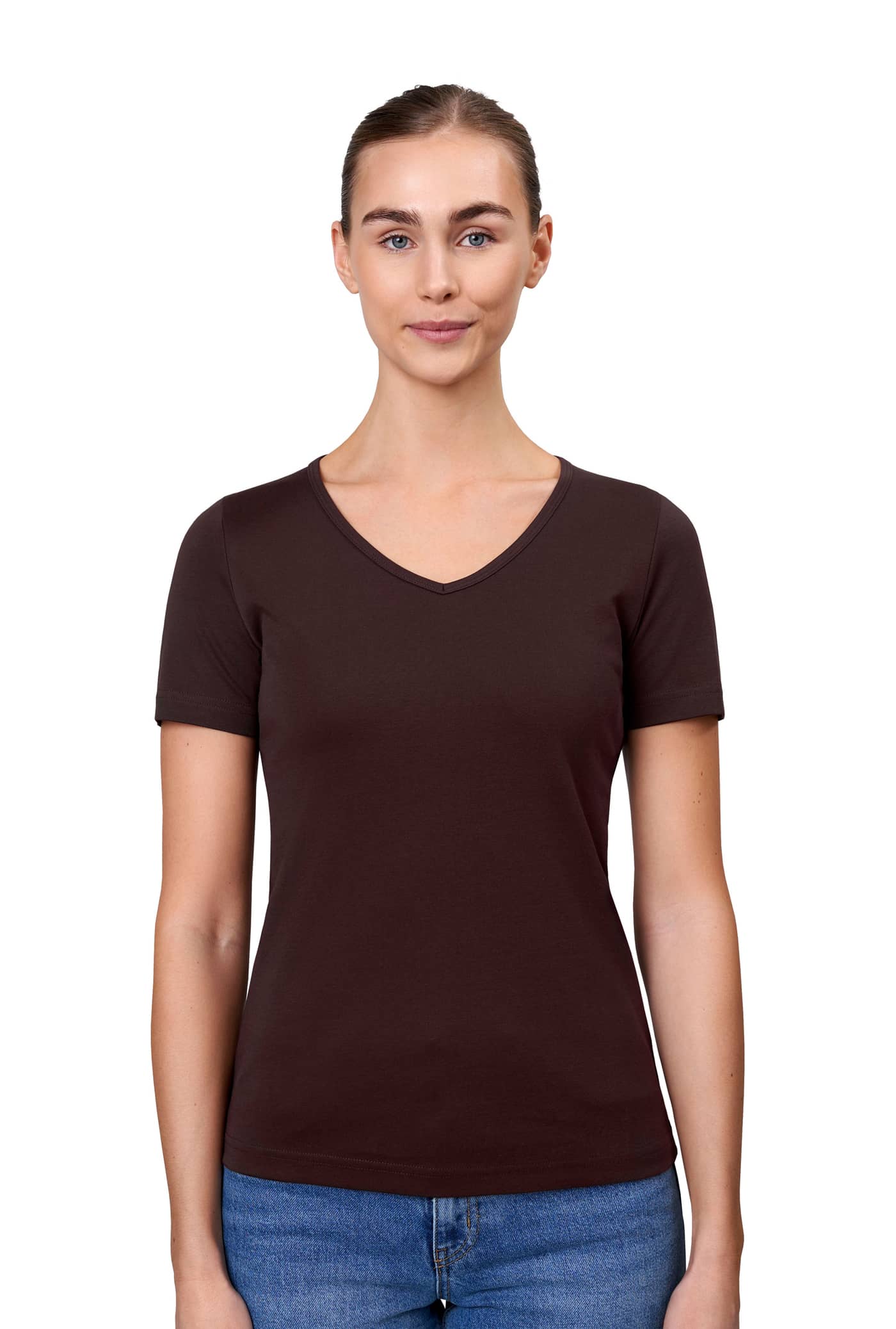 Interlock T-Shirt mit V-Ausschnitt
