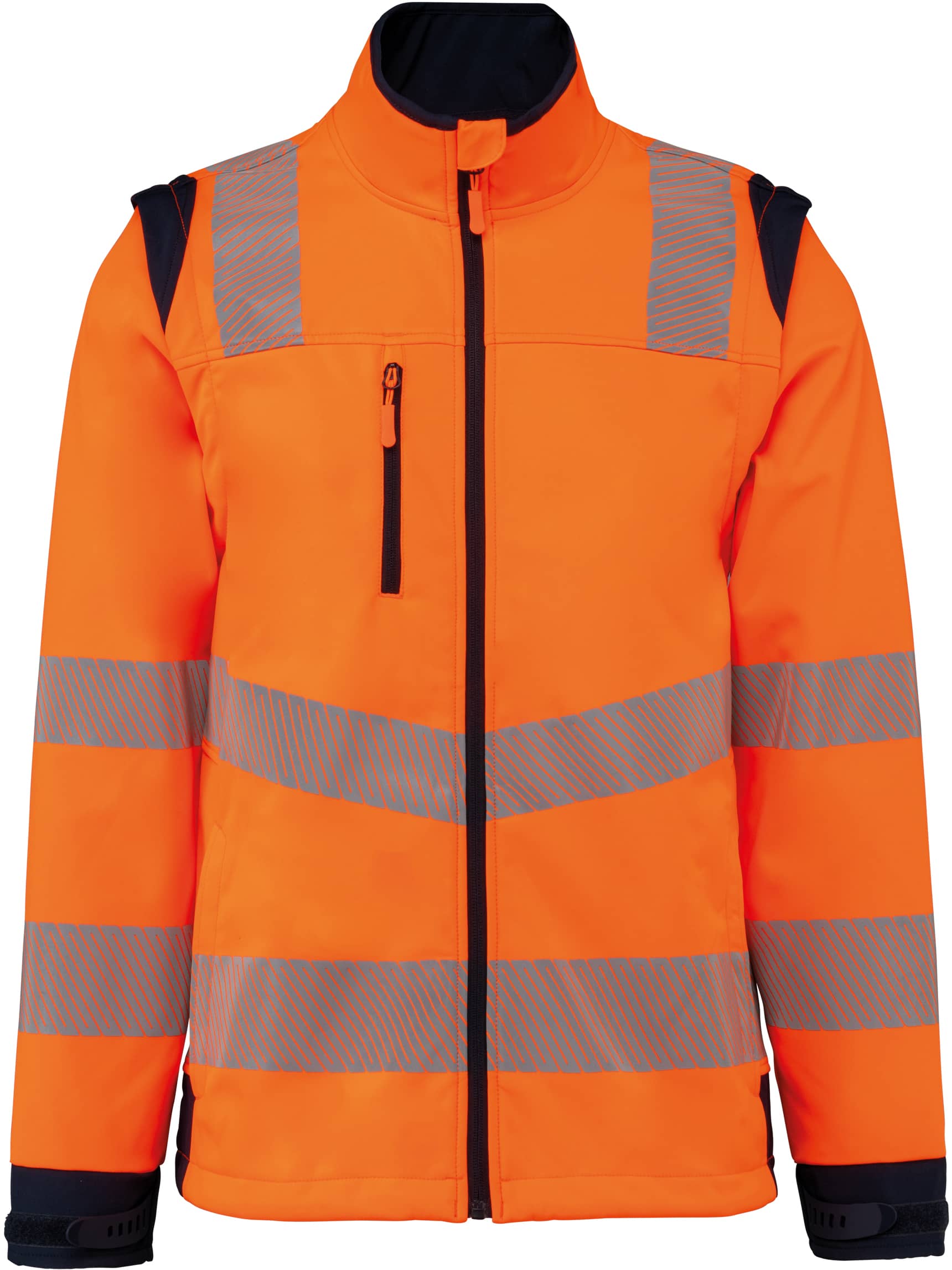 Recycelte Safety Softshell-Jacke mit abnehmbaren Ärmeln