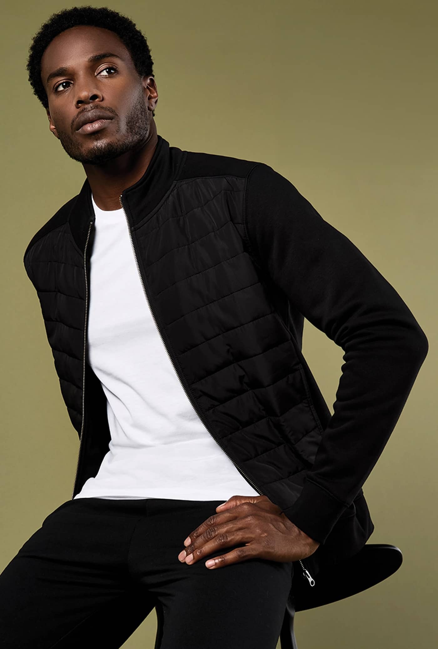 Regular Fit Quilted Full Zip Sweatshirt